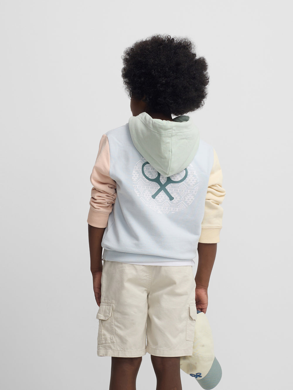 Sudadera kids capucha multicolor celeste