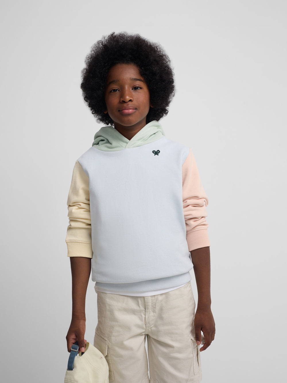 Sudadera kids capucha multicolor celeste