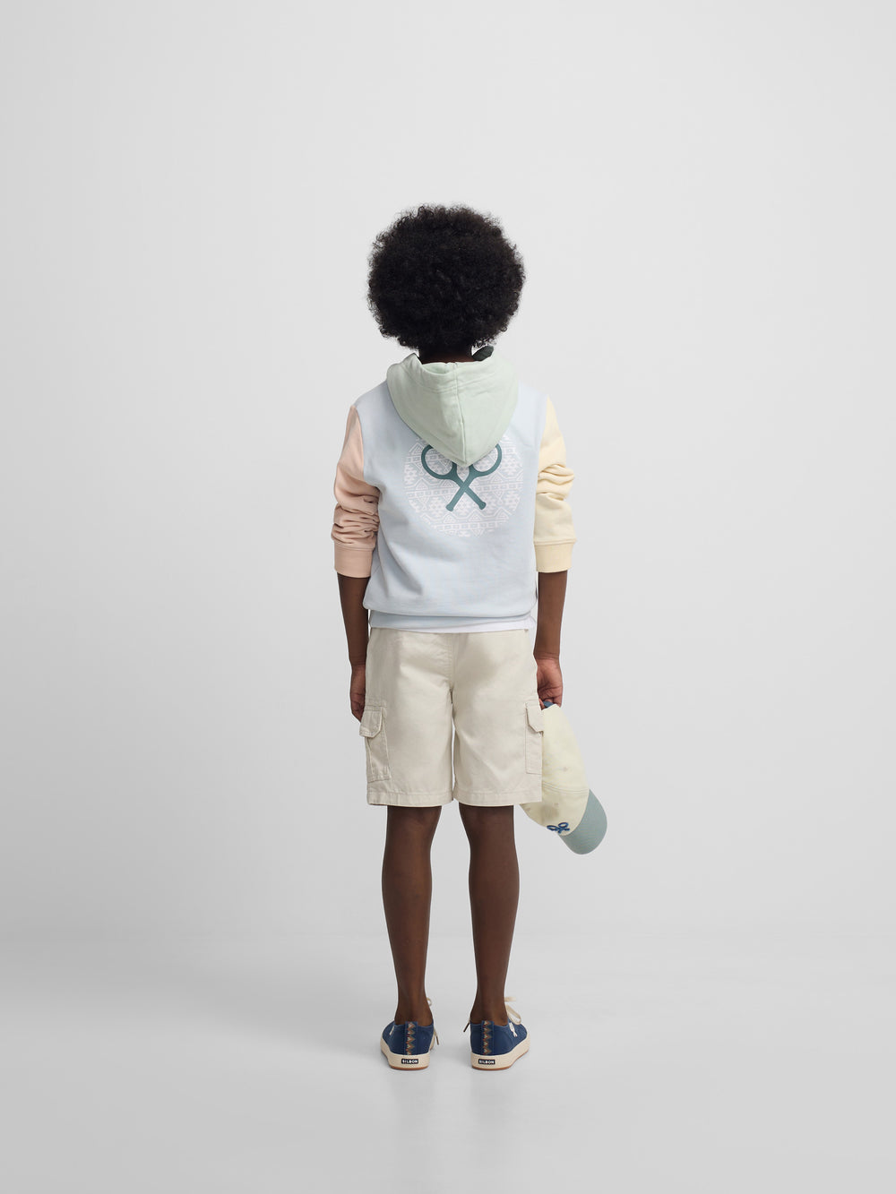 Sudadera kids capucha multicolor celeste