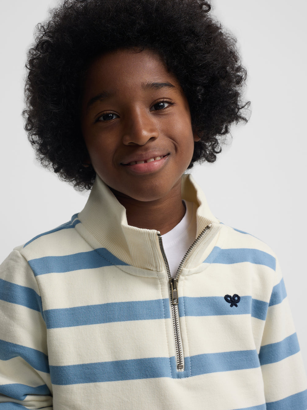 Sudadera kids media cremallera rayas azul