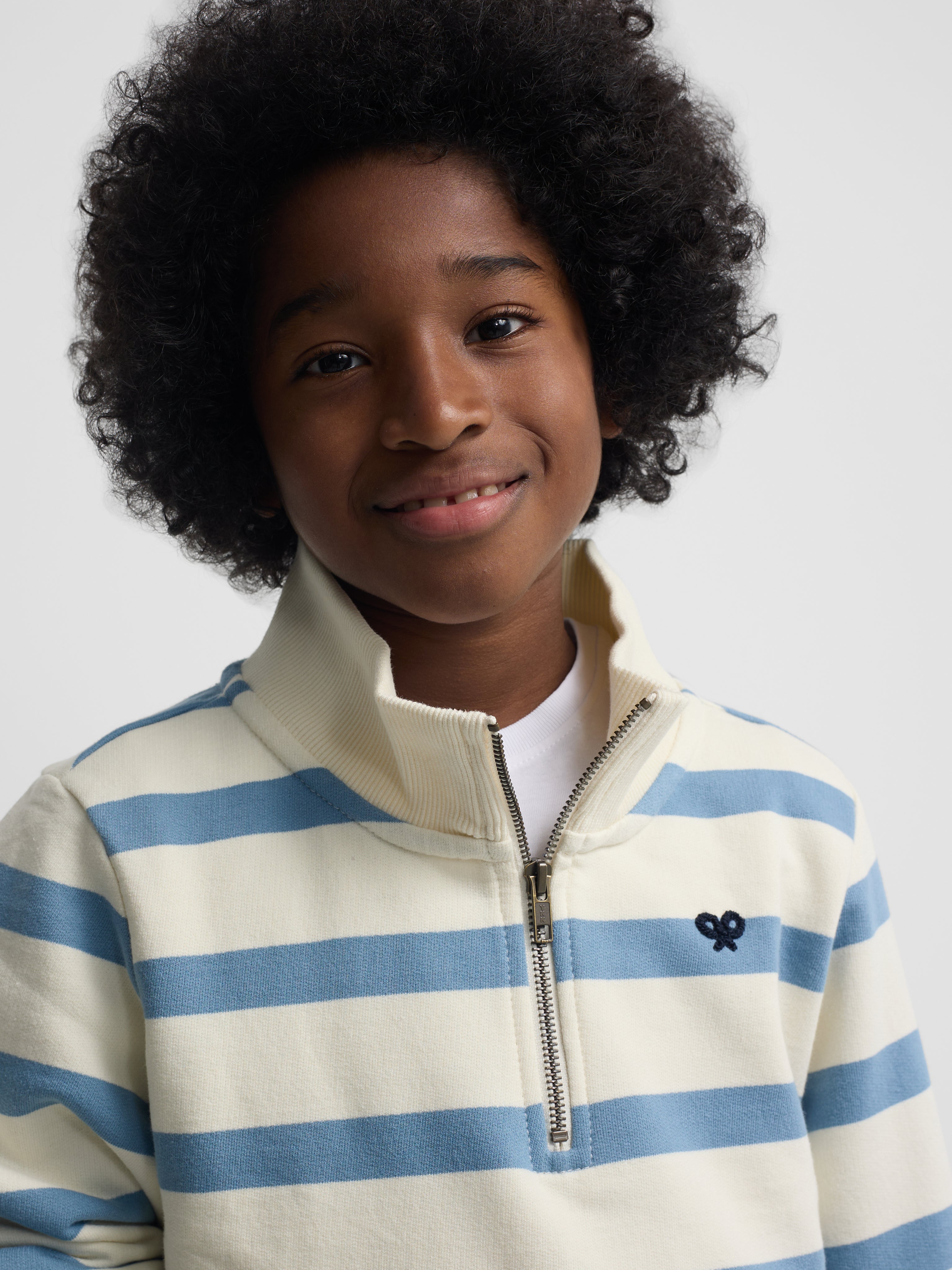 Sudadera kids media cremallera rayas azul