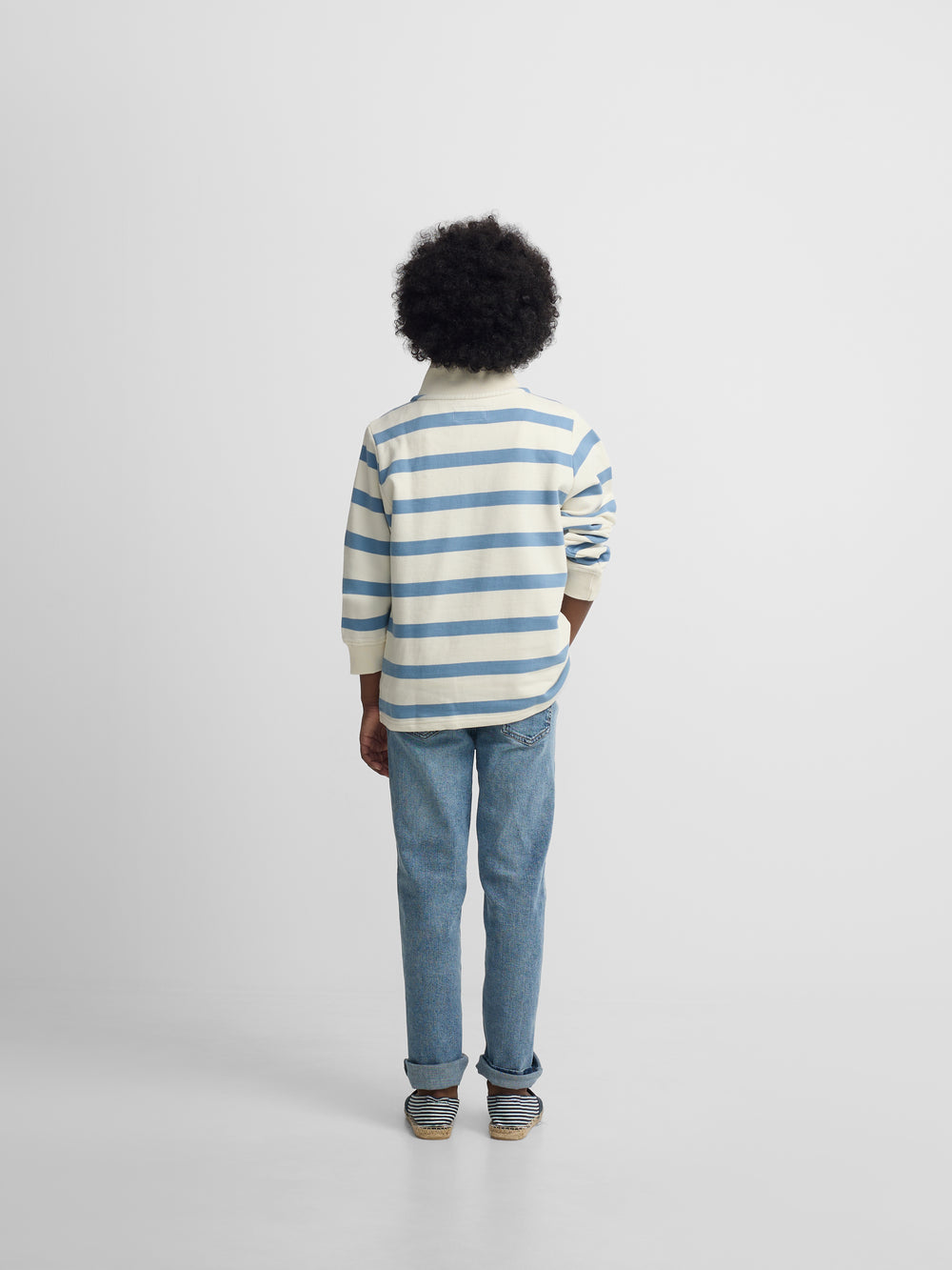 Sudadera kids media cremallera rayas azul