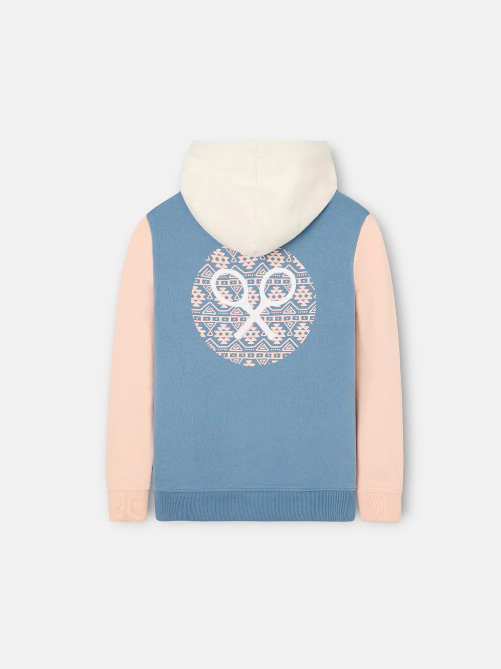 Sudadera kids capucha raqueta etnica azul