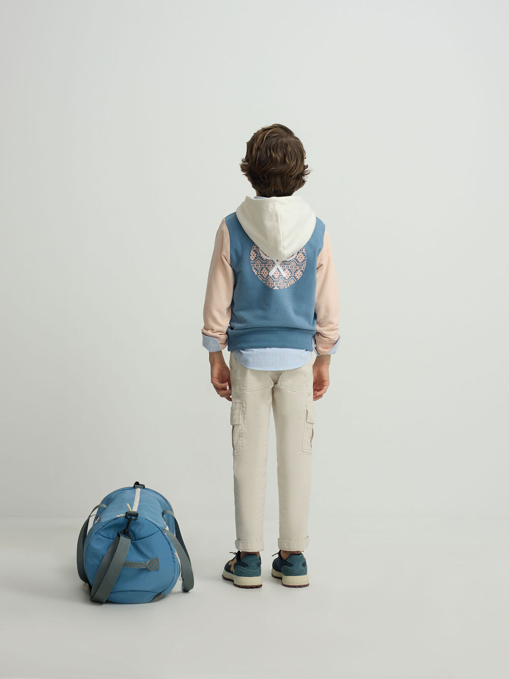 Sudadera kids capucha raqueta etnica azul