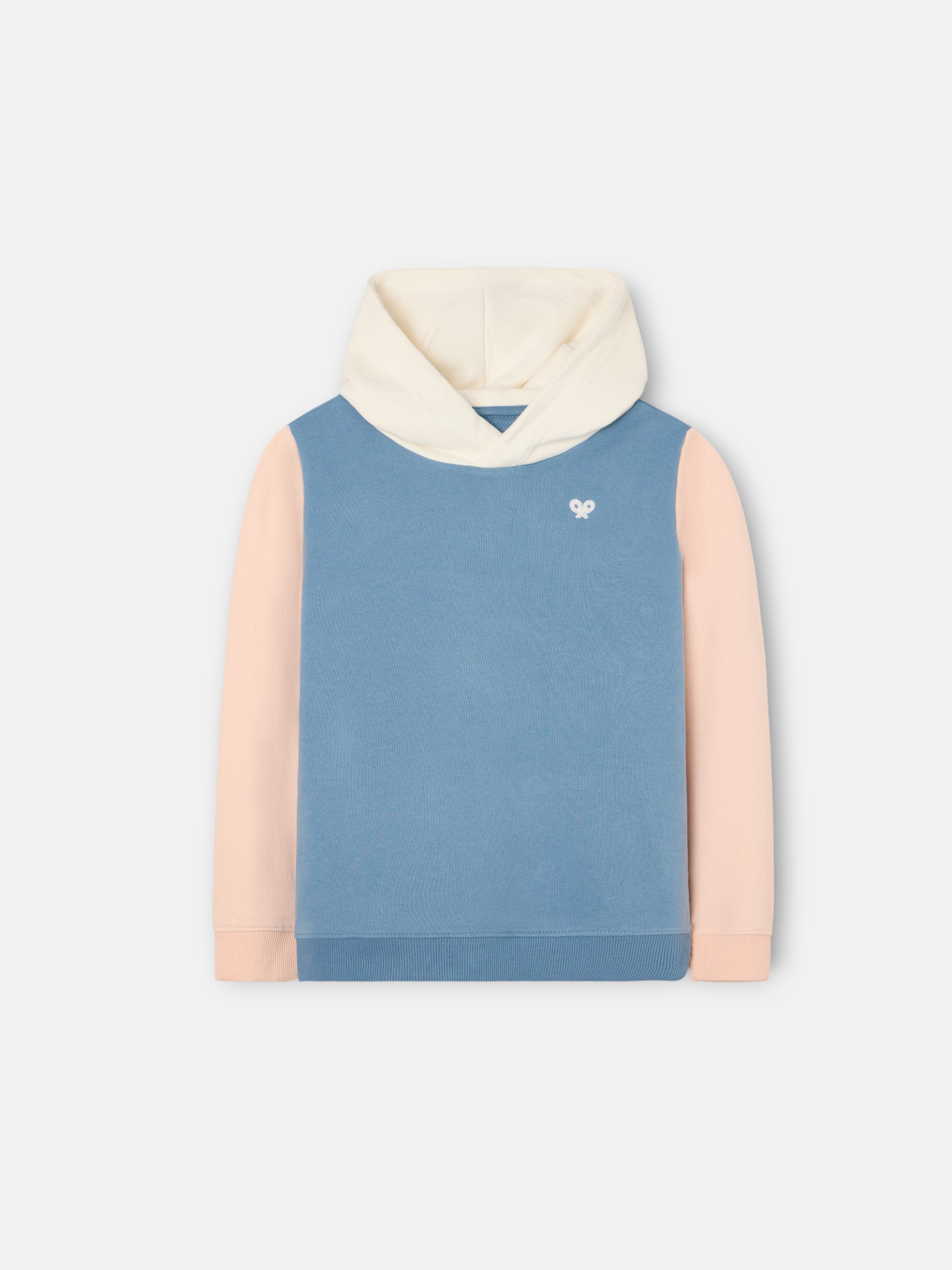 Kids hoodie with ethnic racket print in blue