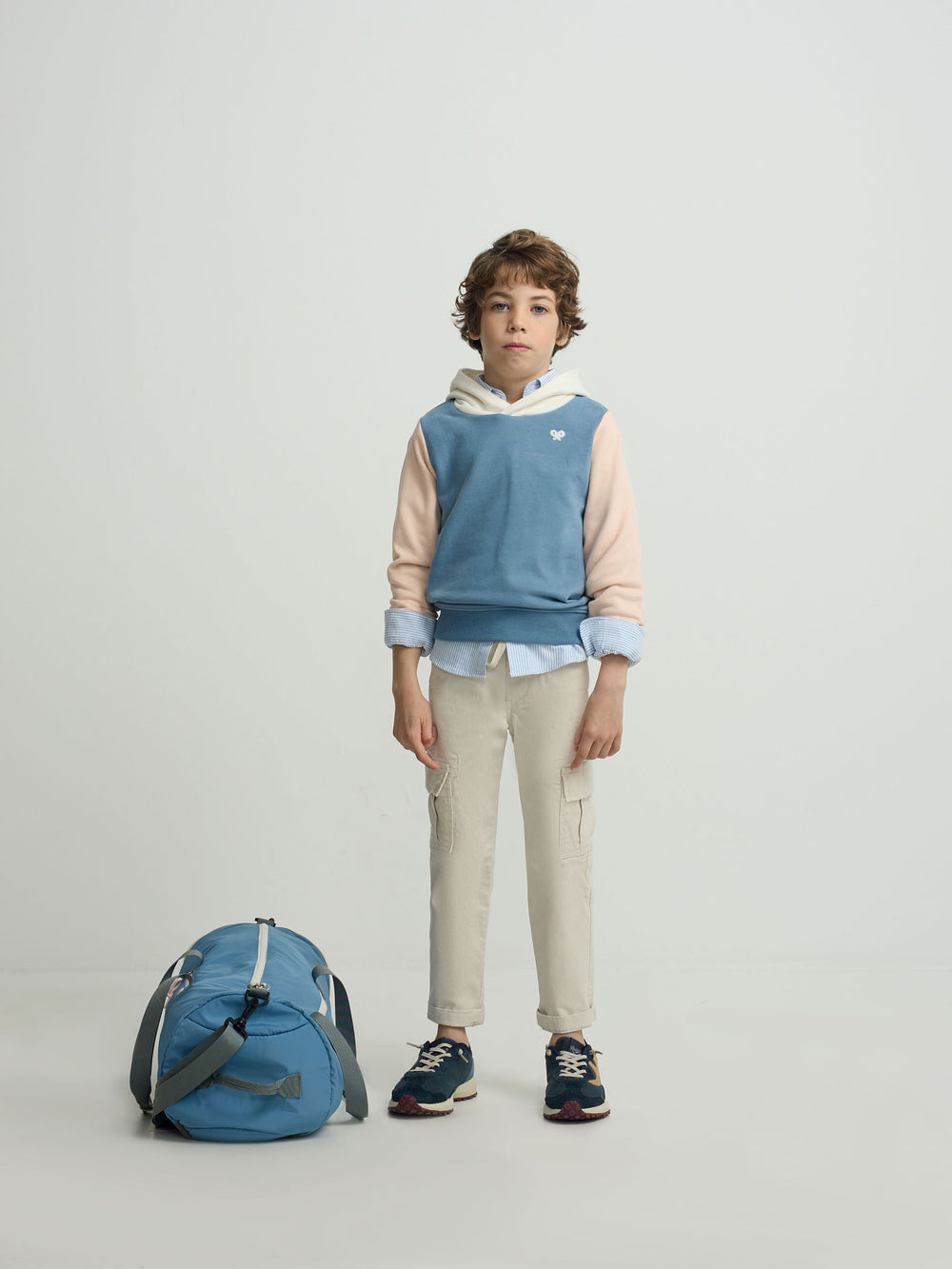 Sudadera kids capucha raqueta etnica azul