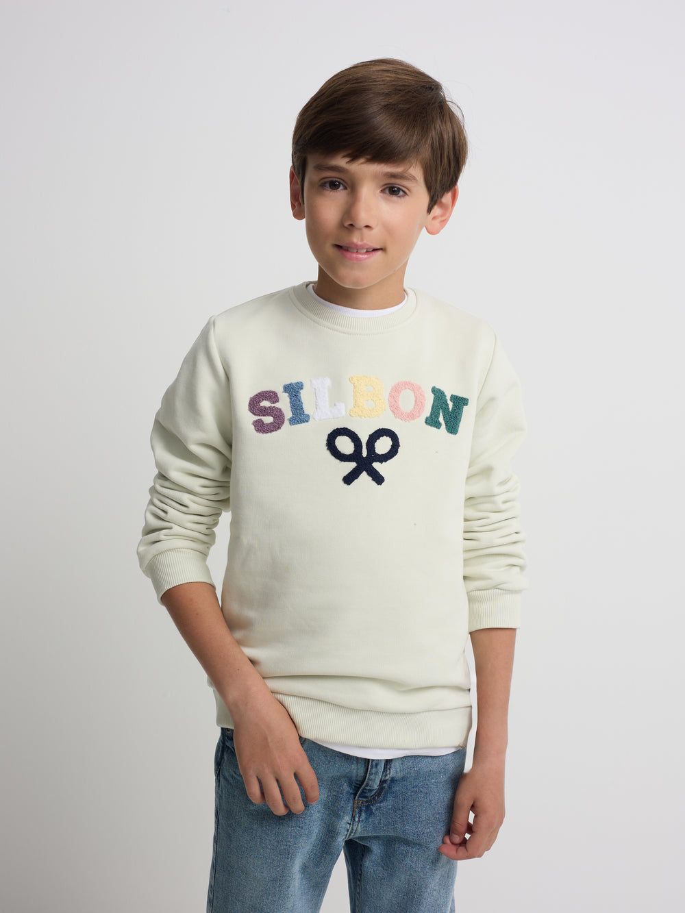 Sweat-shirt enfant Silbon raquette demi multicolore vert