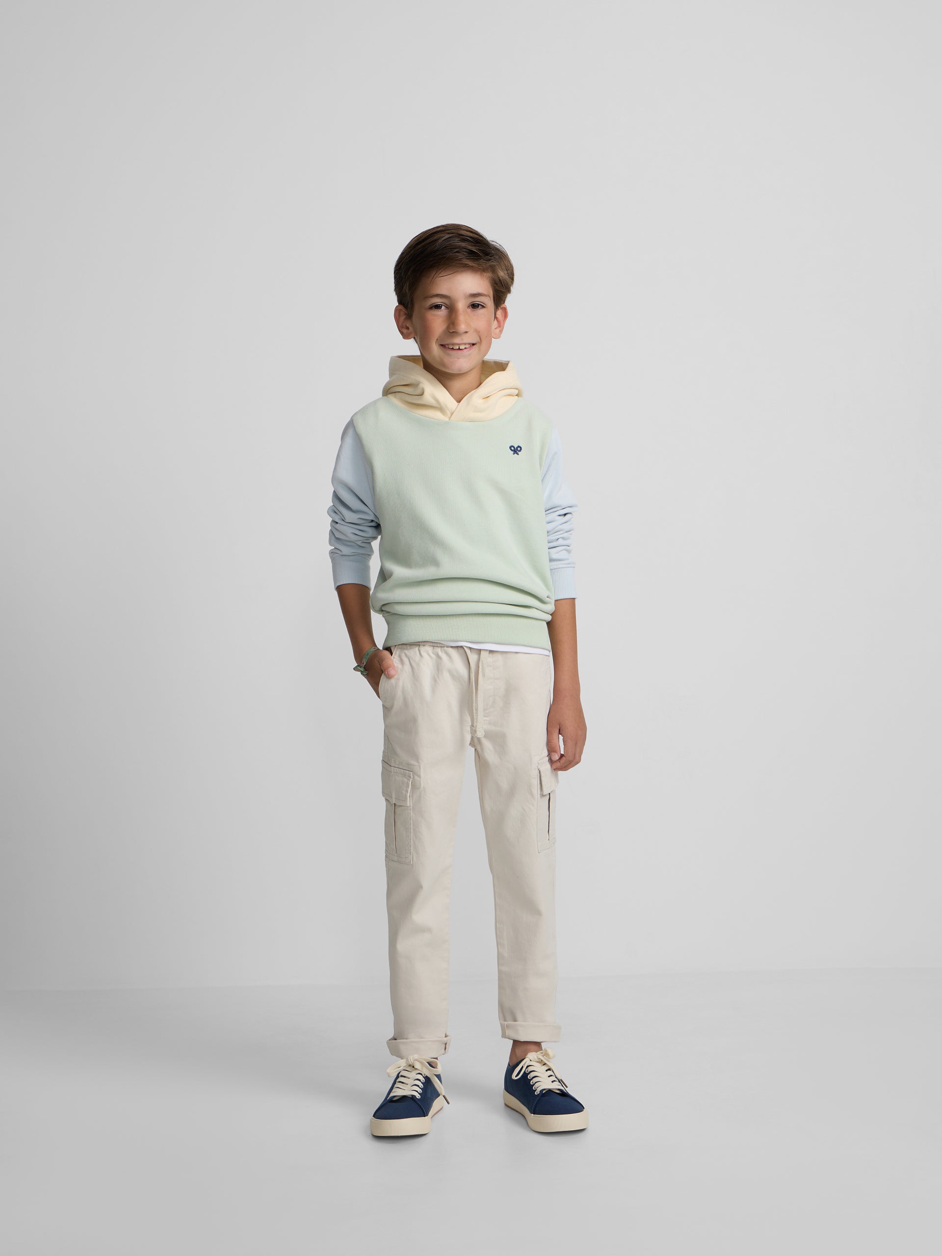 Sudadera kids capucha raqueta etnica verde