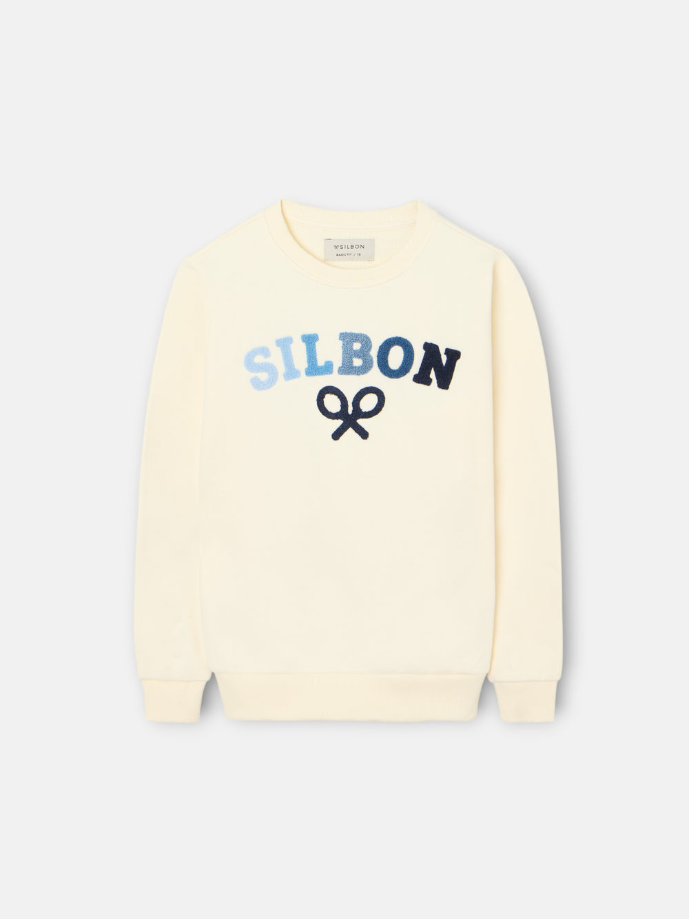 Kids Silbon sweatshirt with multicolor half racket in cream