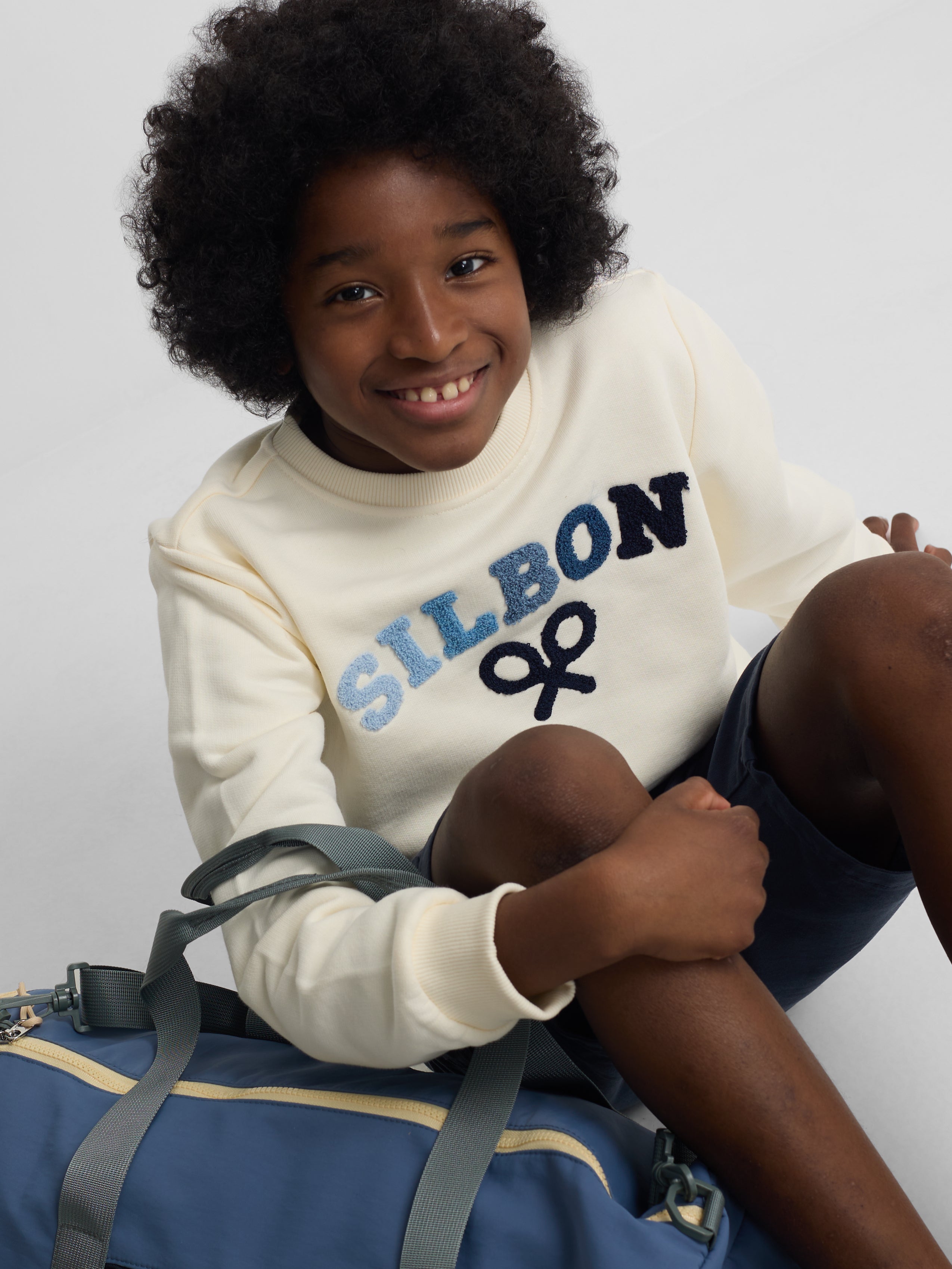 Sudadera kids Silbon raqueta media multicolor crema