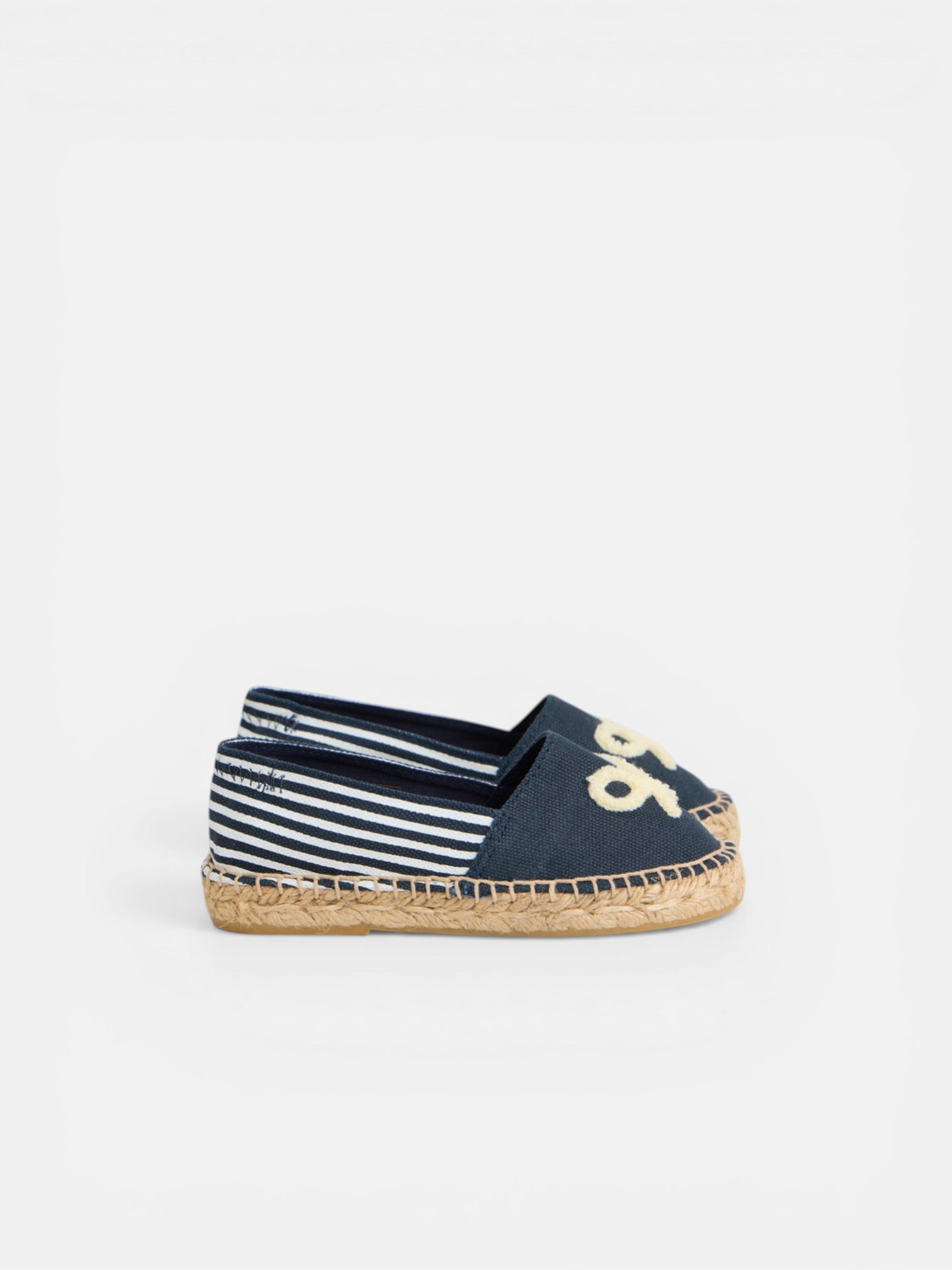 Kids espadrille racket navy blue stripes