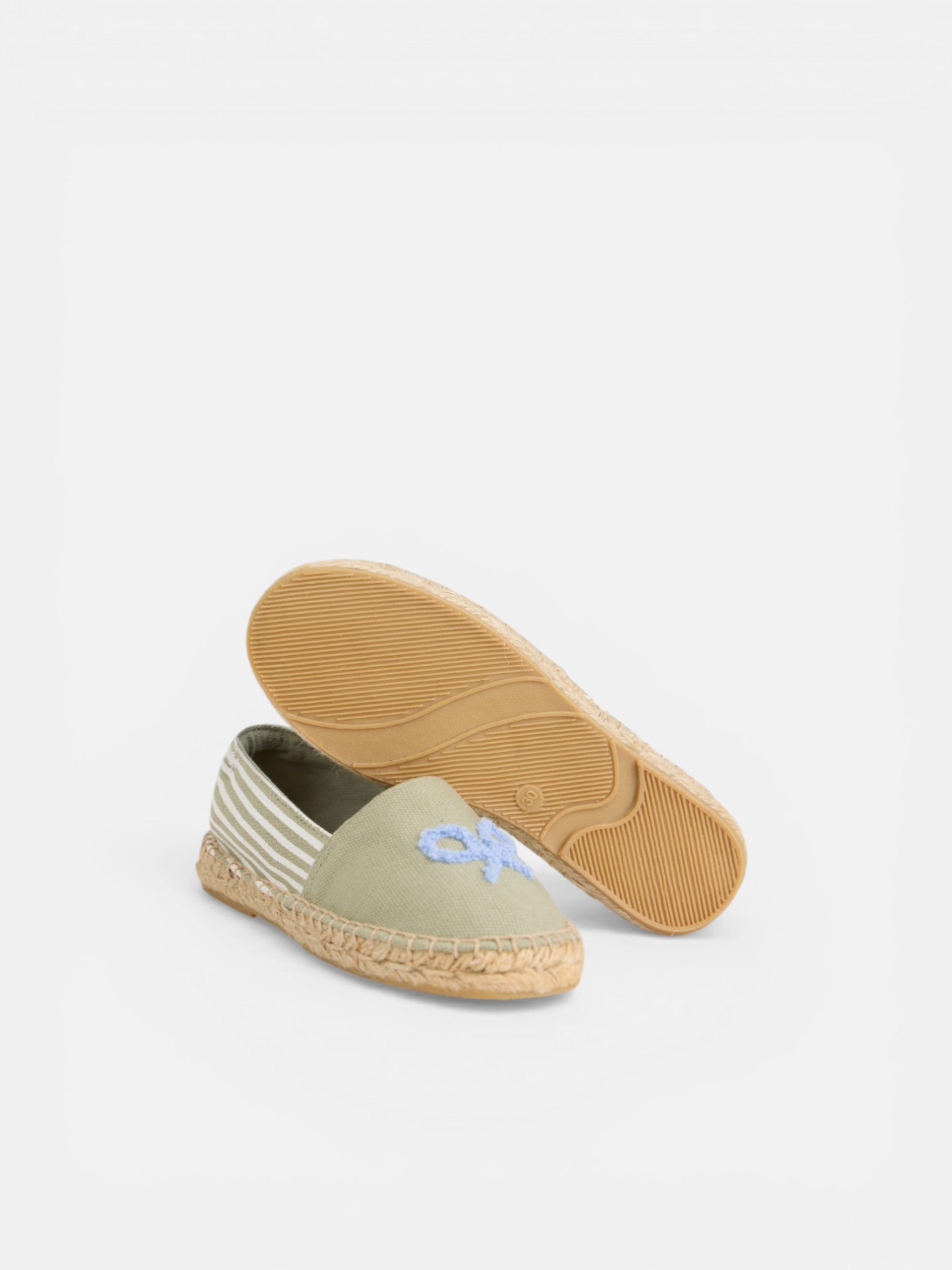 Kids espadrille racket green stripes