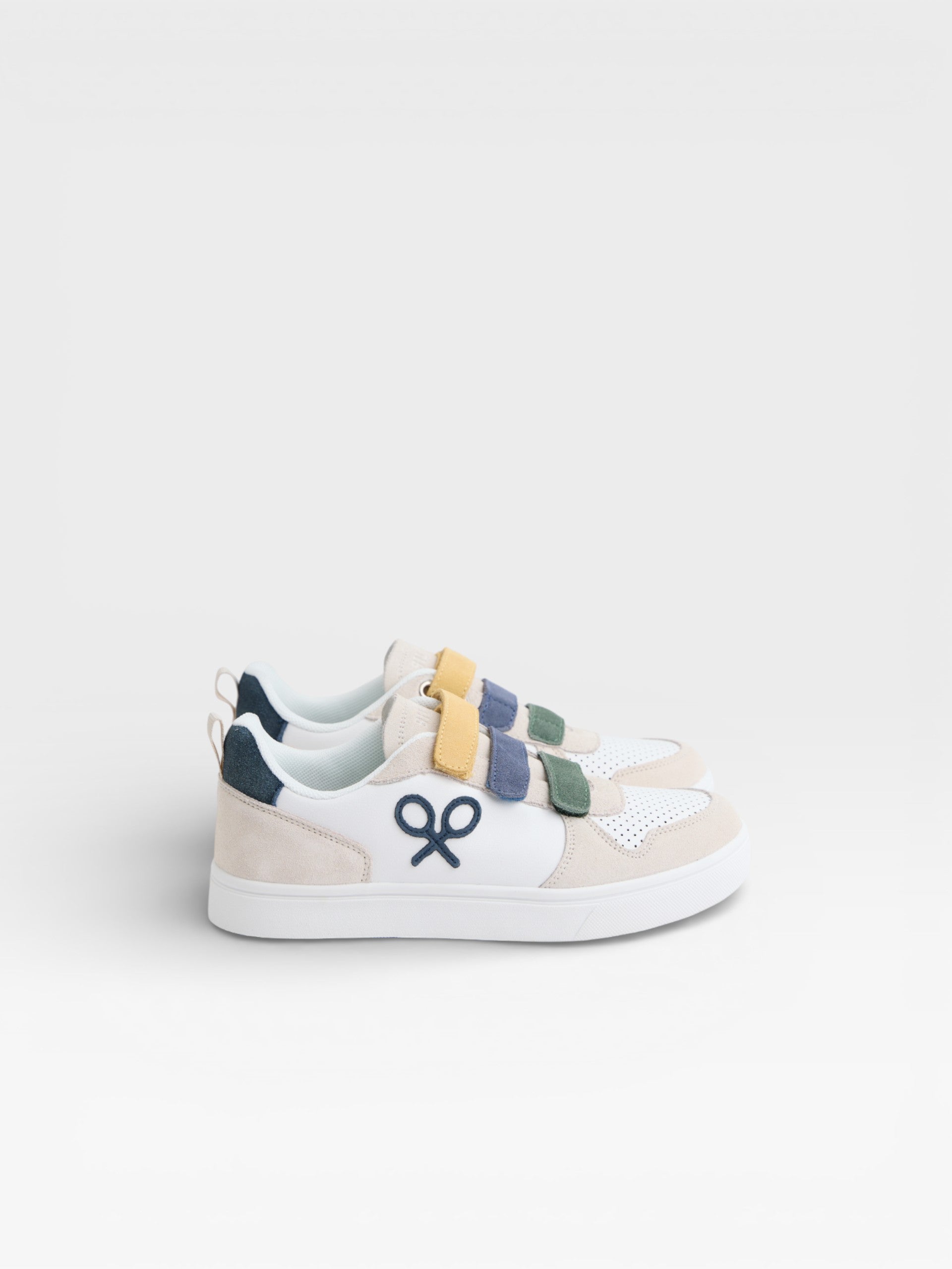 Zapatilla kids velcro multicolor crema