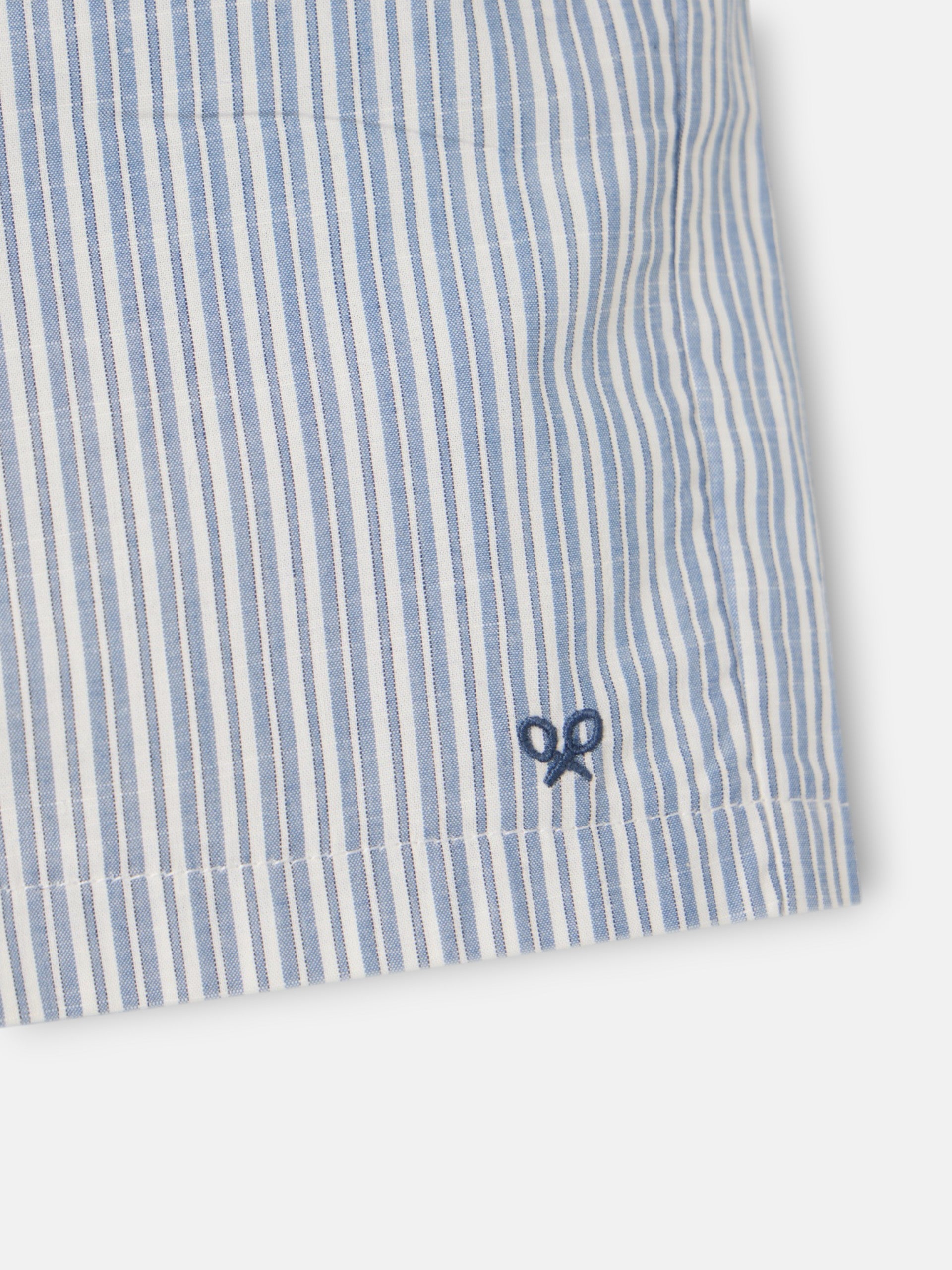 Pijama kids corto bolsillo rayas azul gris