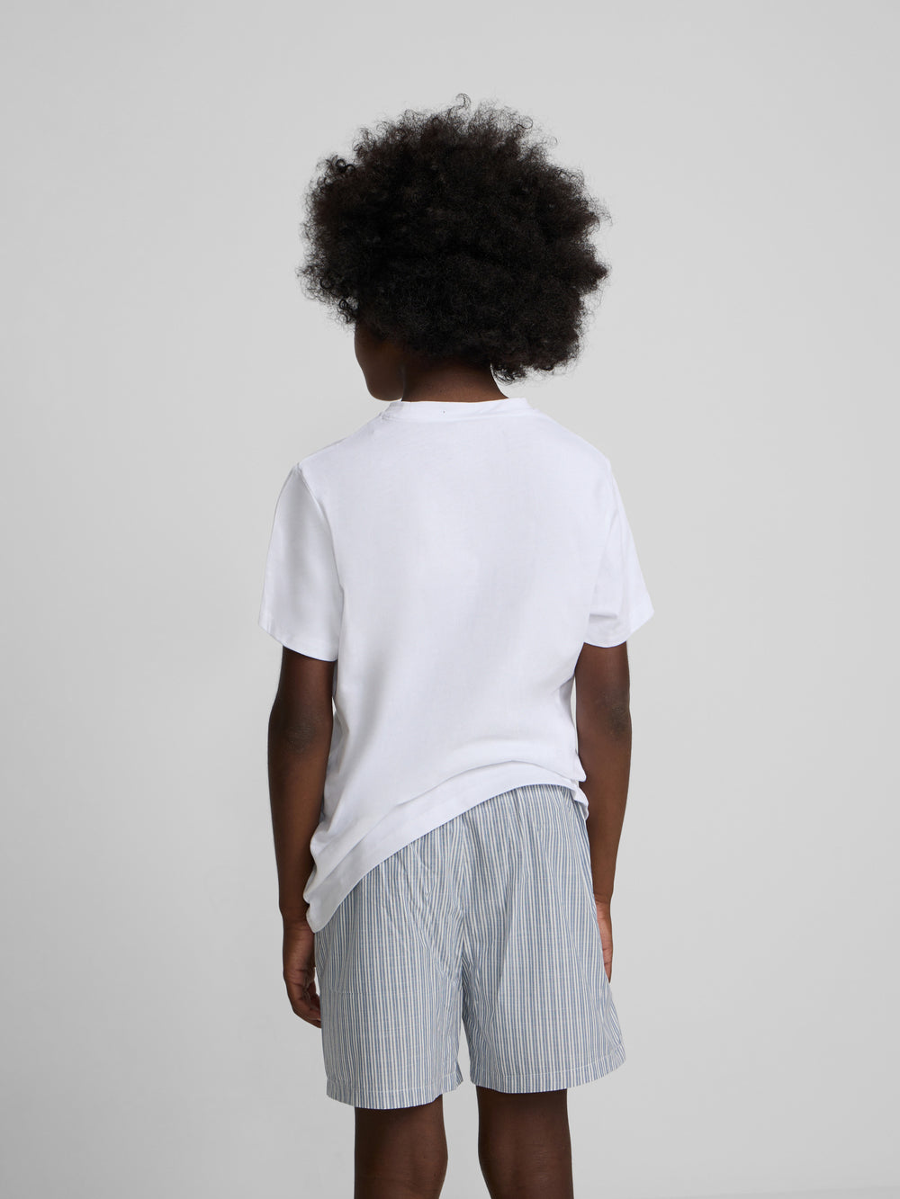 Pijama kids corto bolsillo rayas azul gris