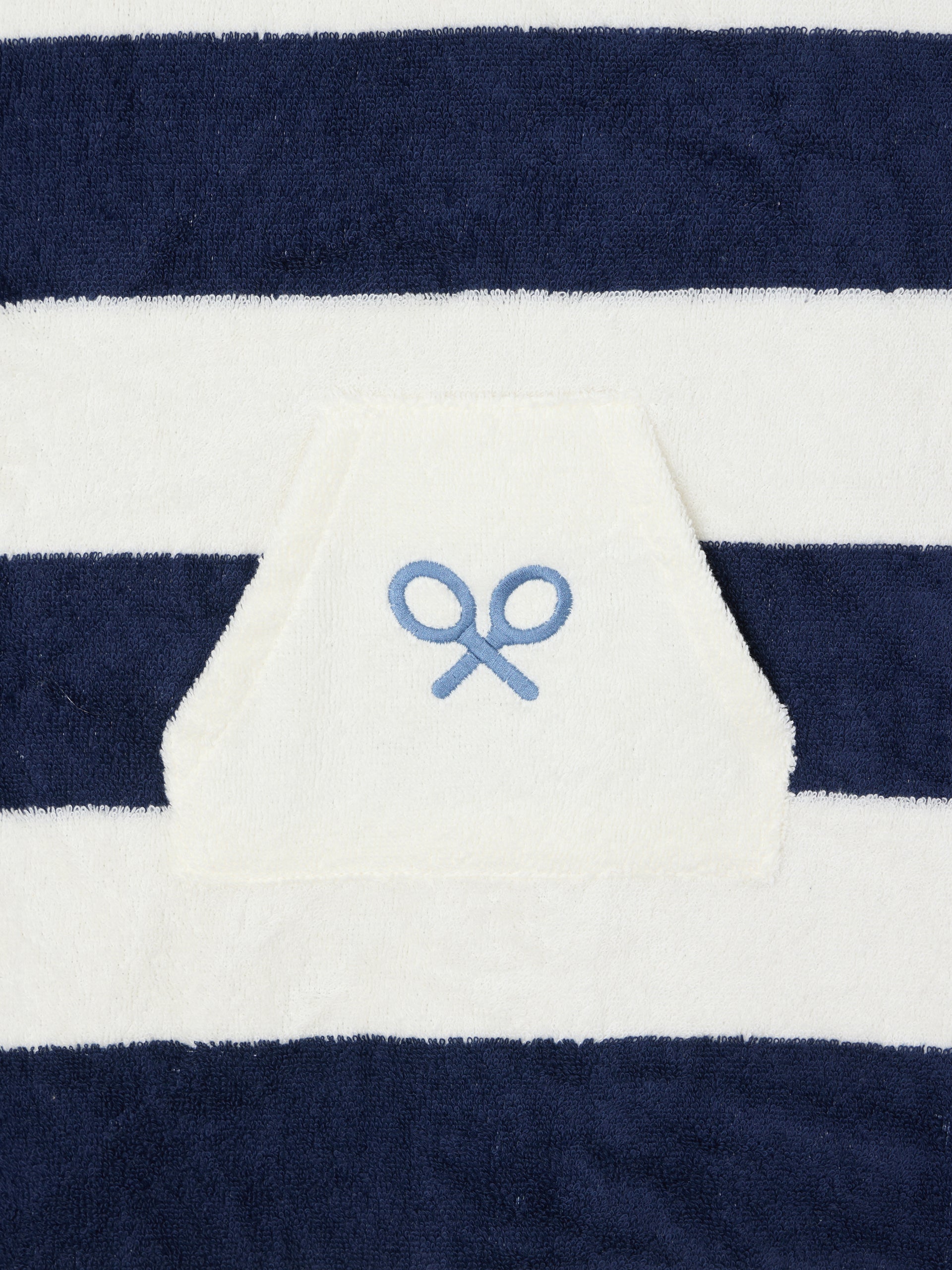 Poncho toalha infantil riscas horizontais azul-marinho