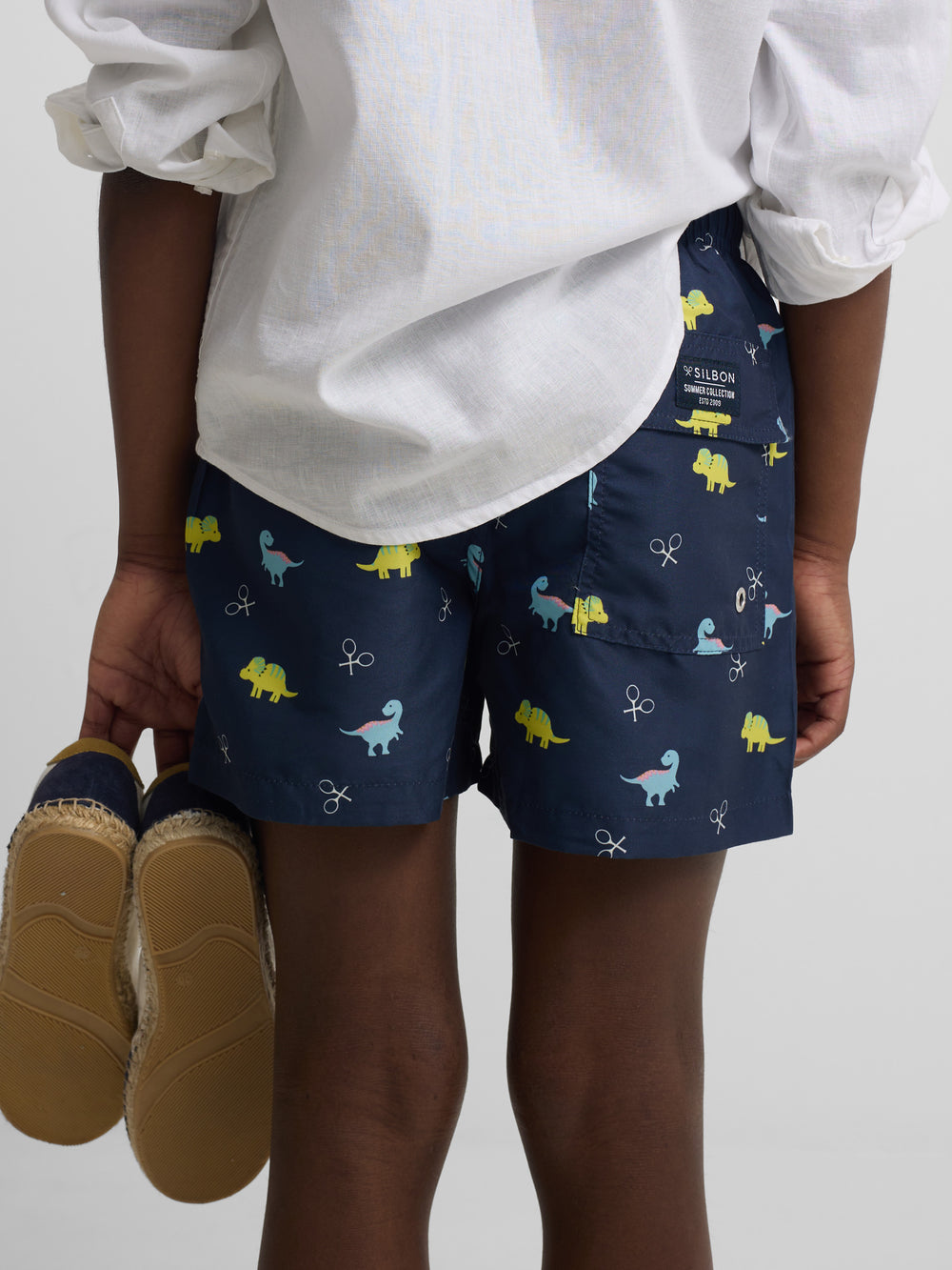 Fato de banho criança dinossauros azul-marinho