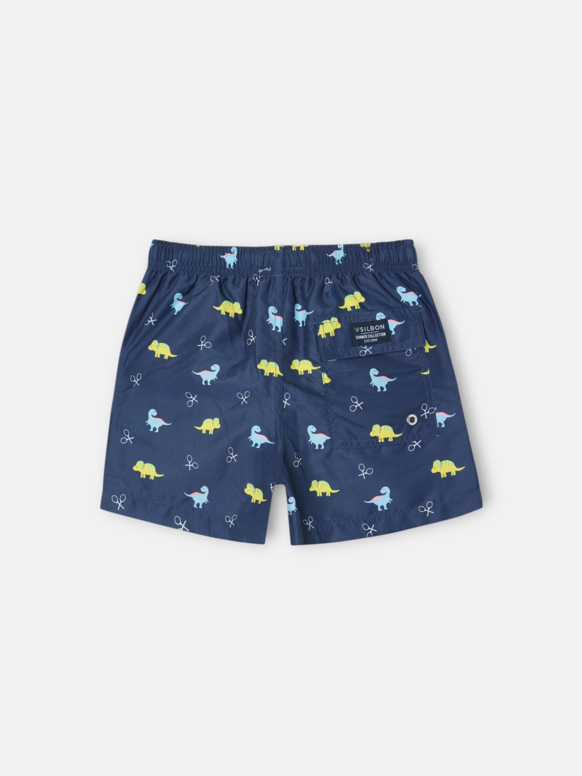 Maillot de bain enfant dinosaures bleu marine
