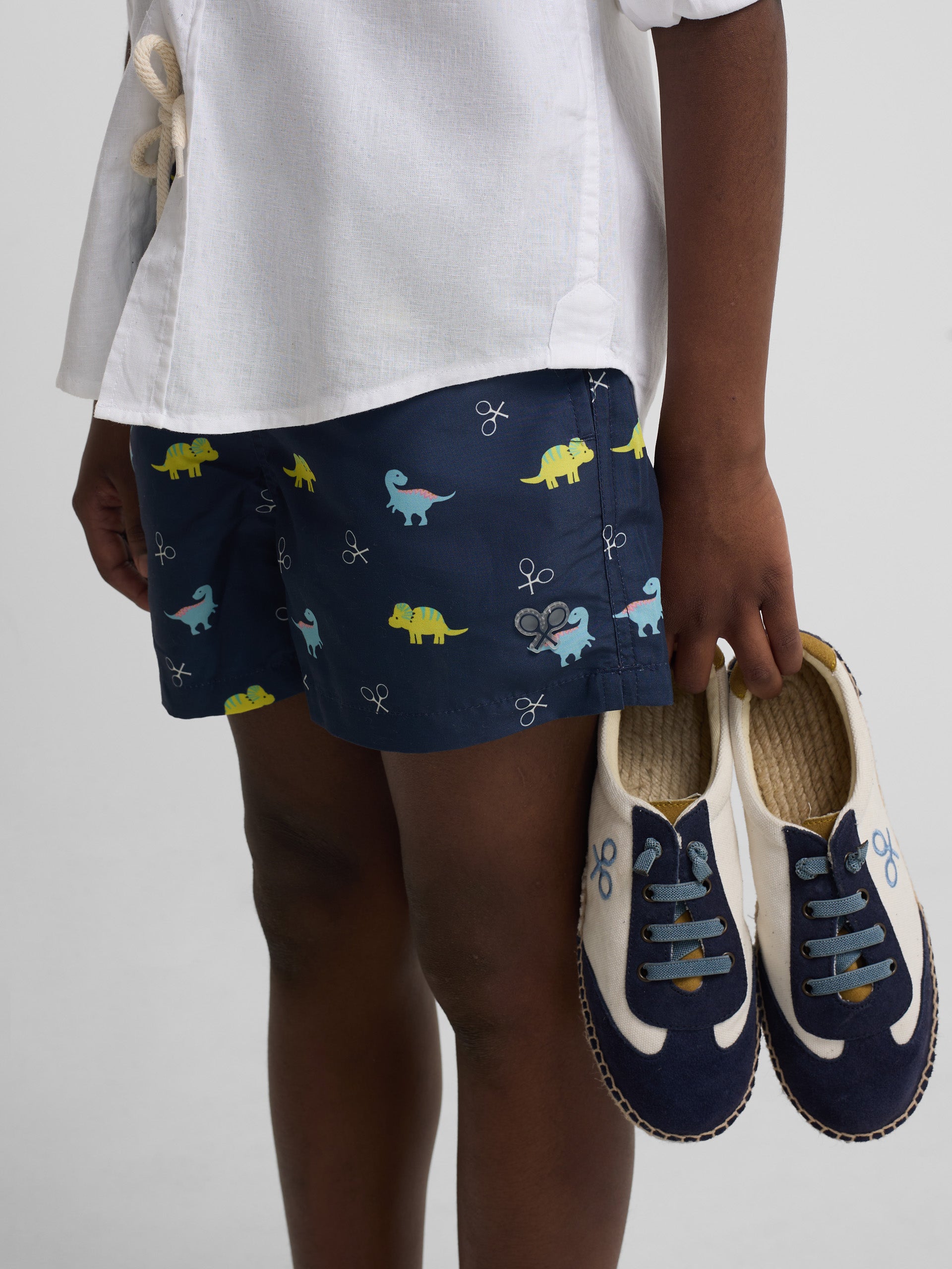 Maillot de bain enfant dinosaures bleu marine