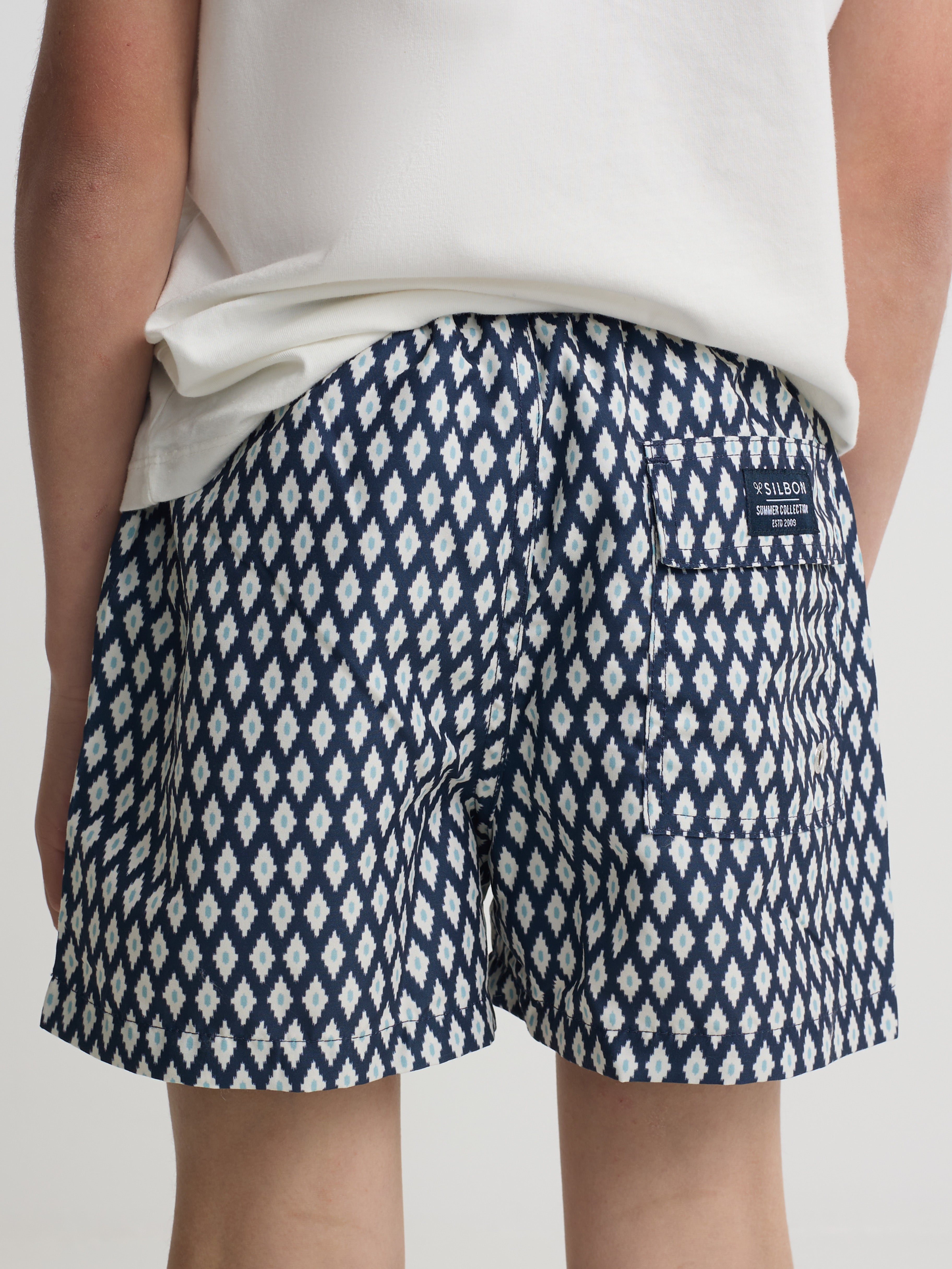 Maillot de bain enfant mini losanges bleu marine