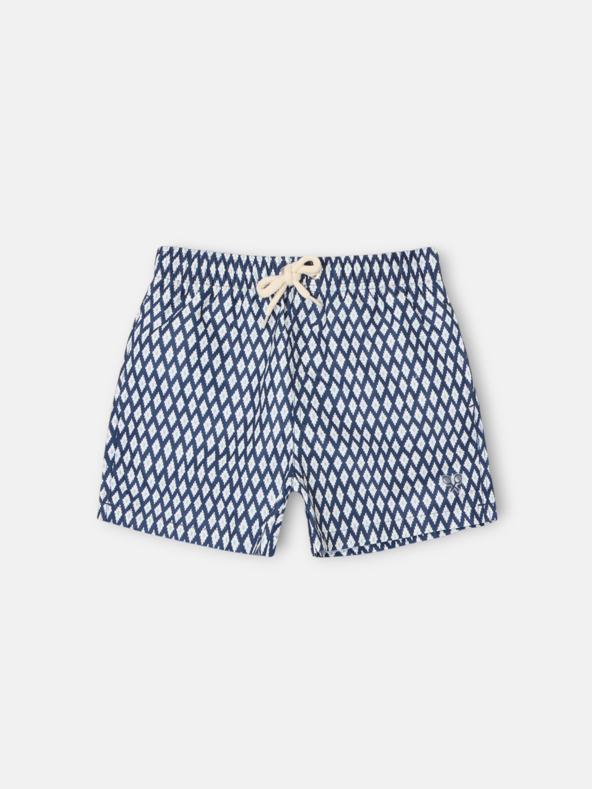Maillot de bain enfant mini losanges bleu marine