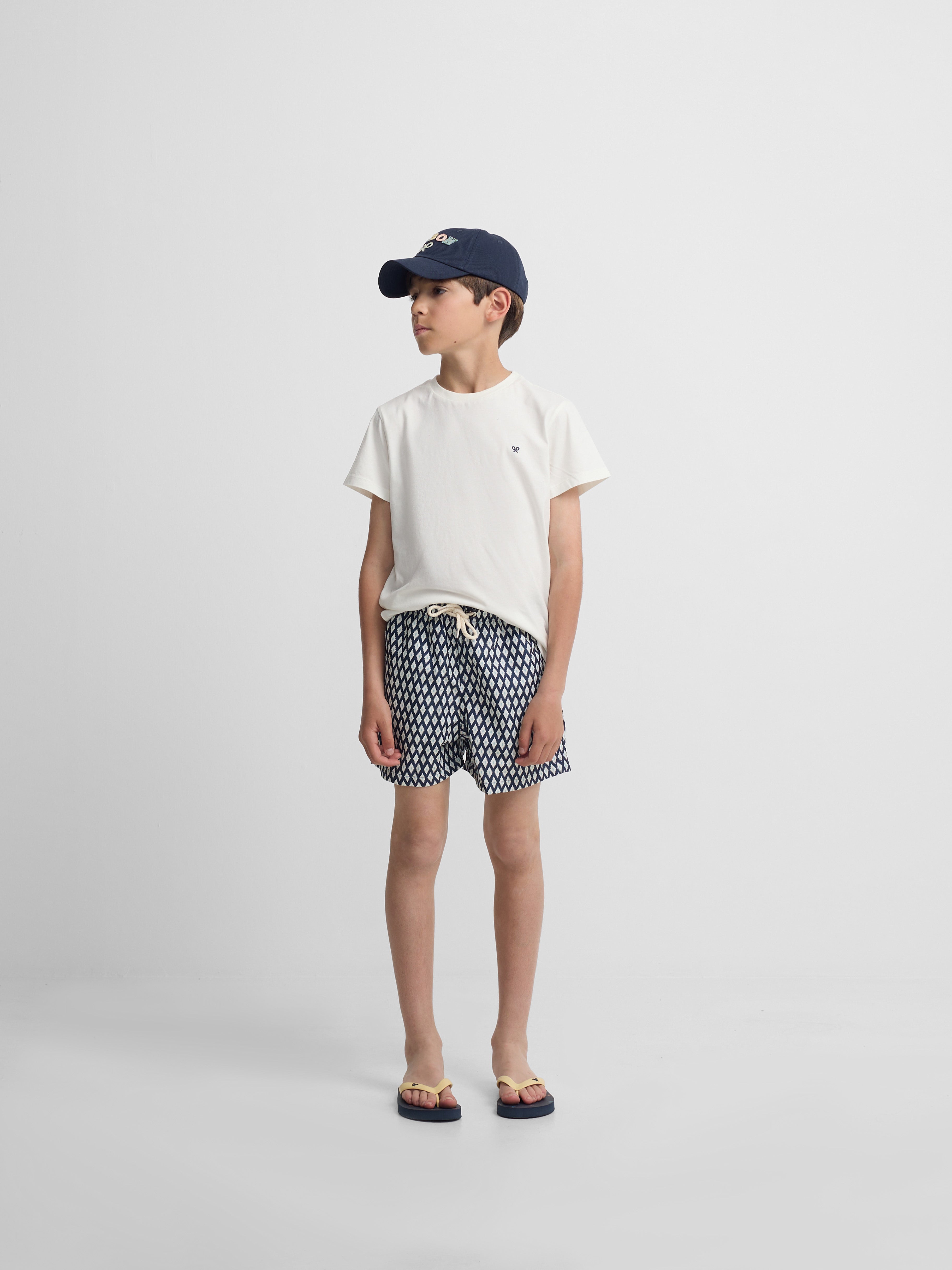 Maillot de bain enfant mini losanges bleu marine