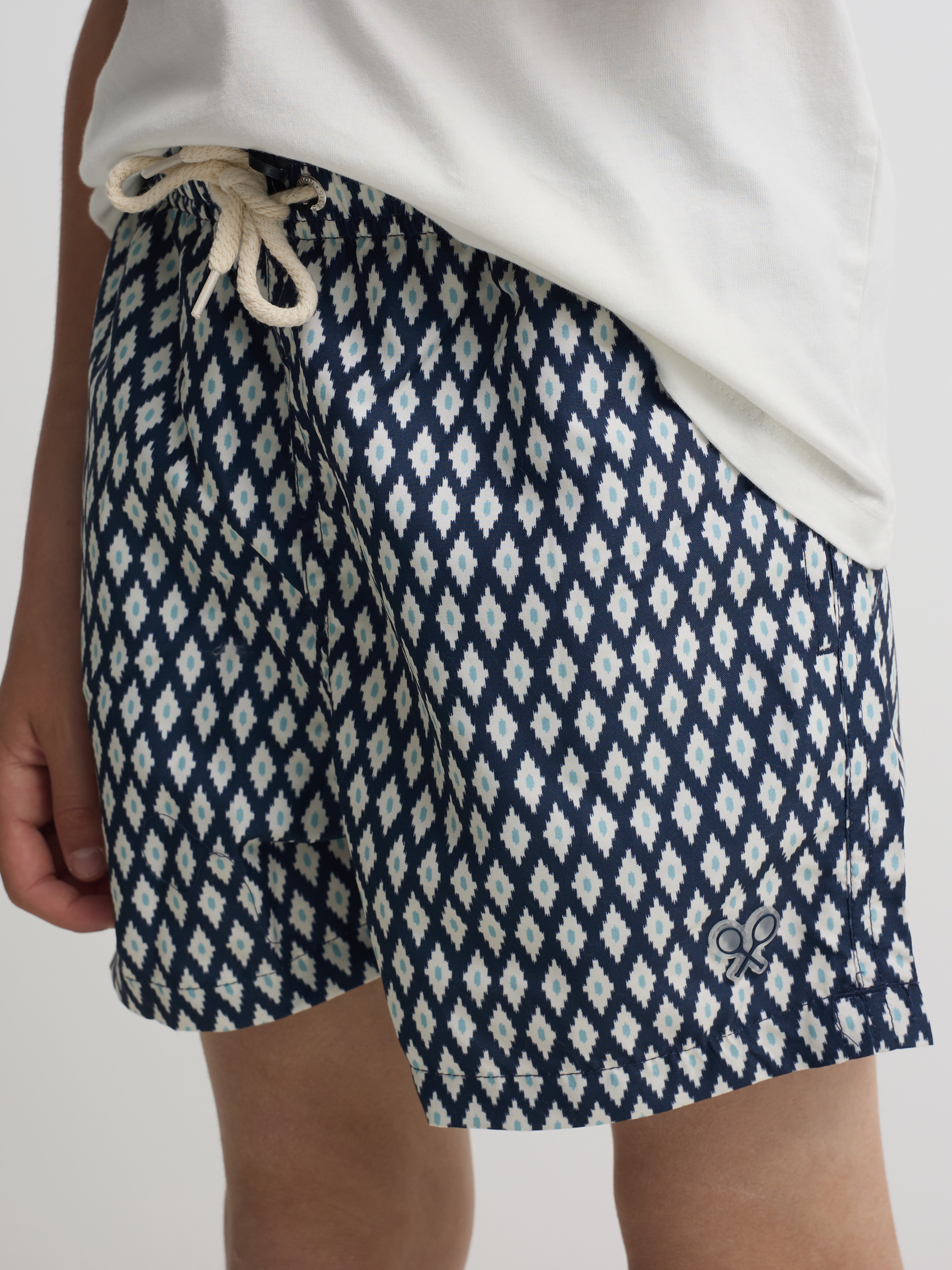 Maillot de bain enfant mini losanges bleu marine