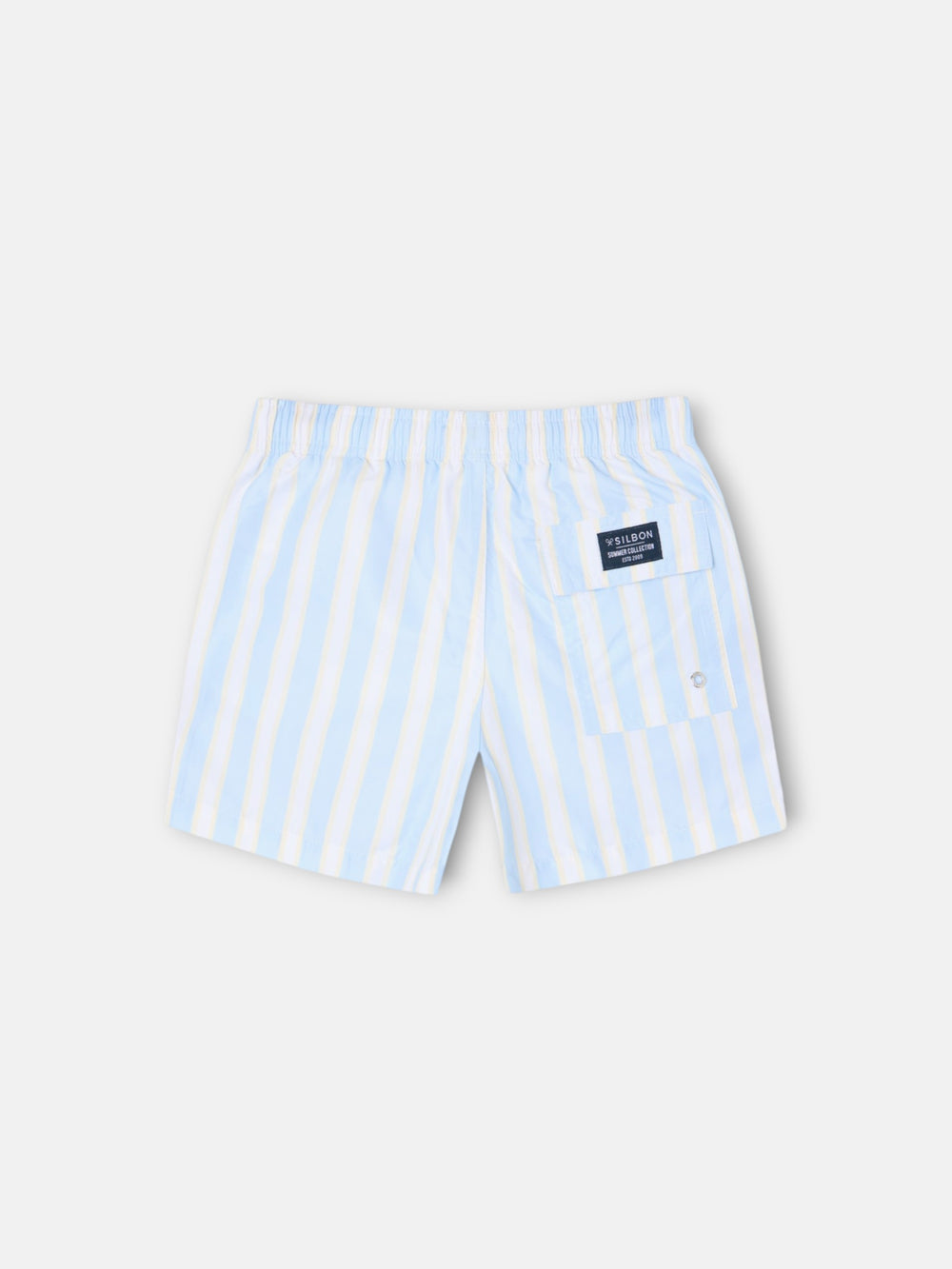 Maillot de bain enfant à larges rayures jaune et bleu