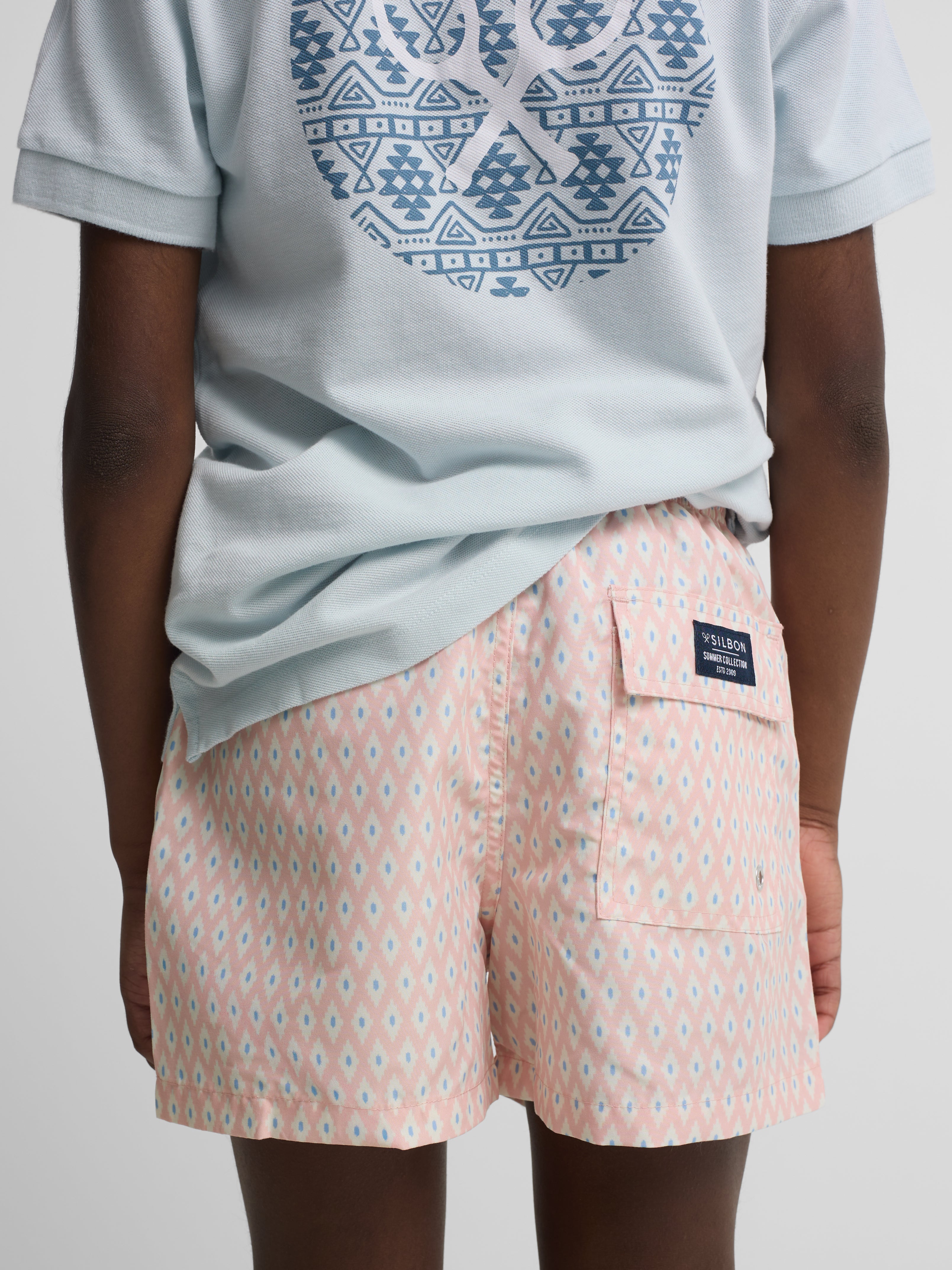 Bañador kids mini rombos coral