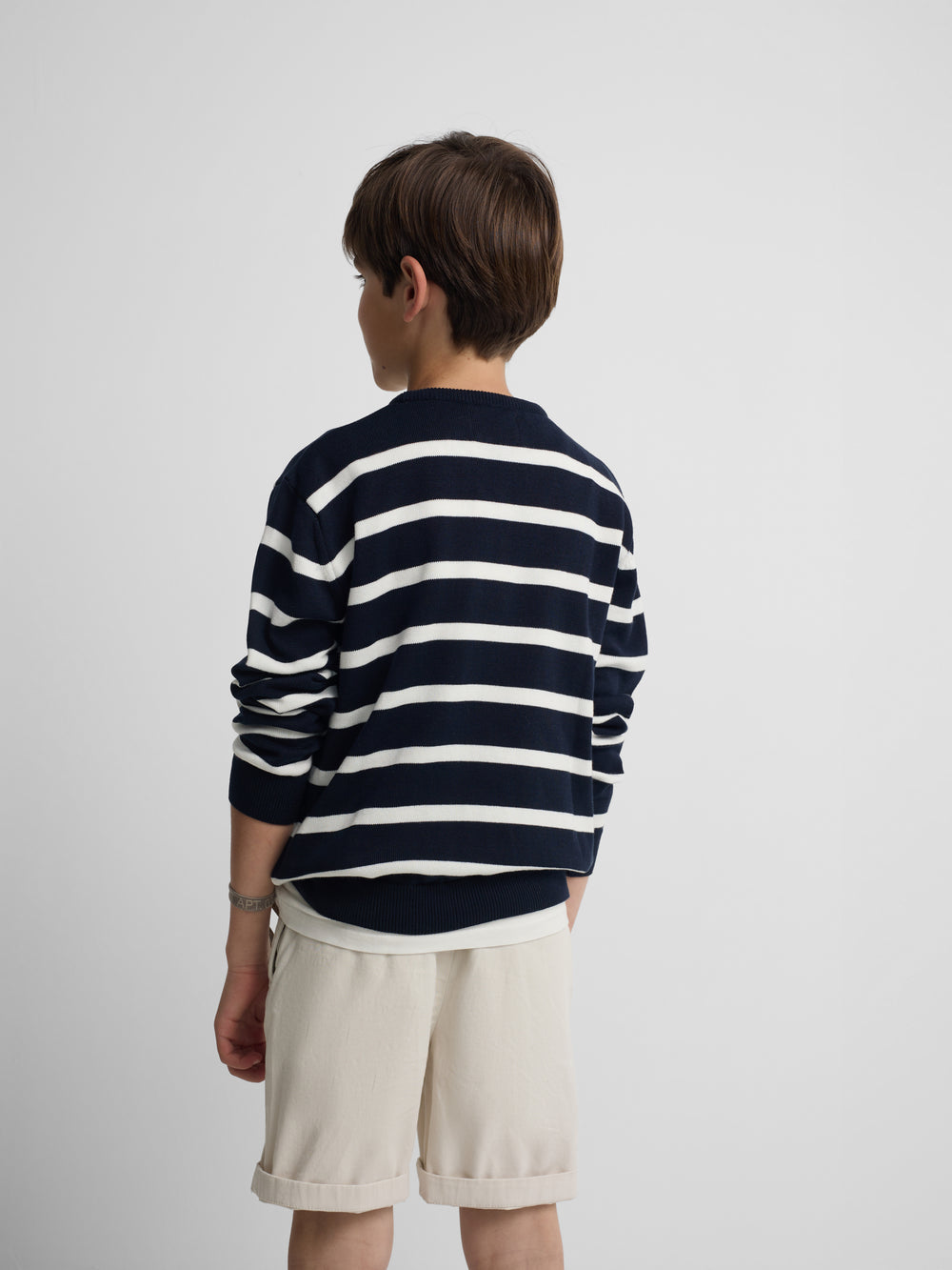 Navy blue striped kids sweater