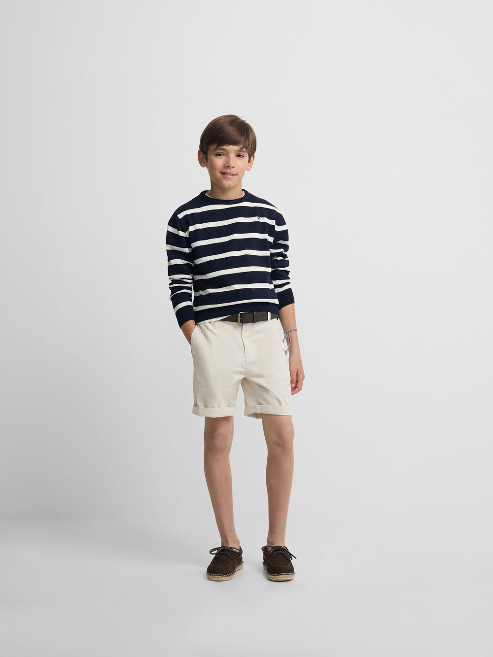 Navy blue striped kids sweater