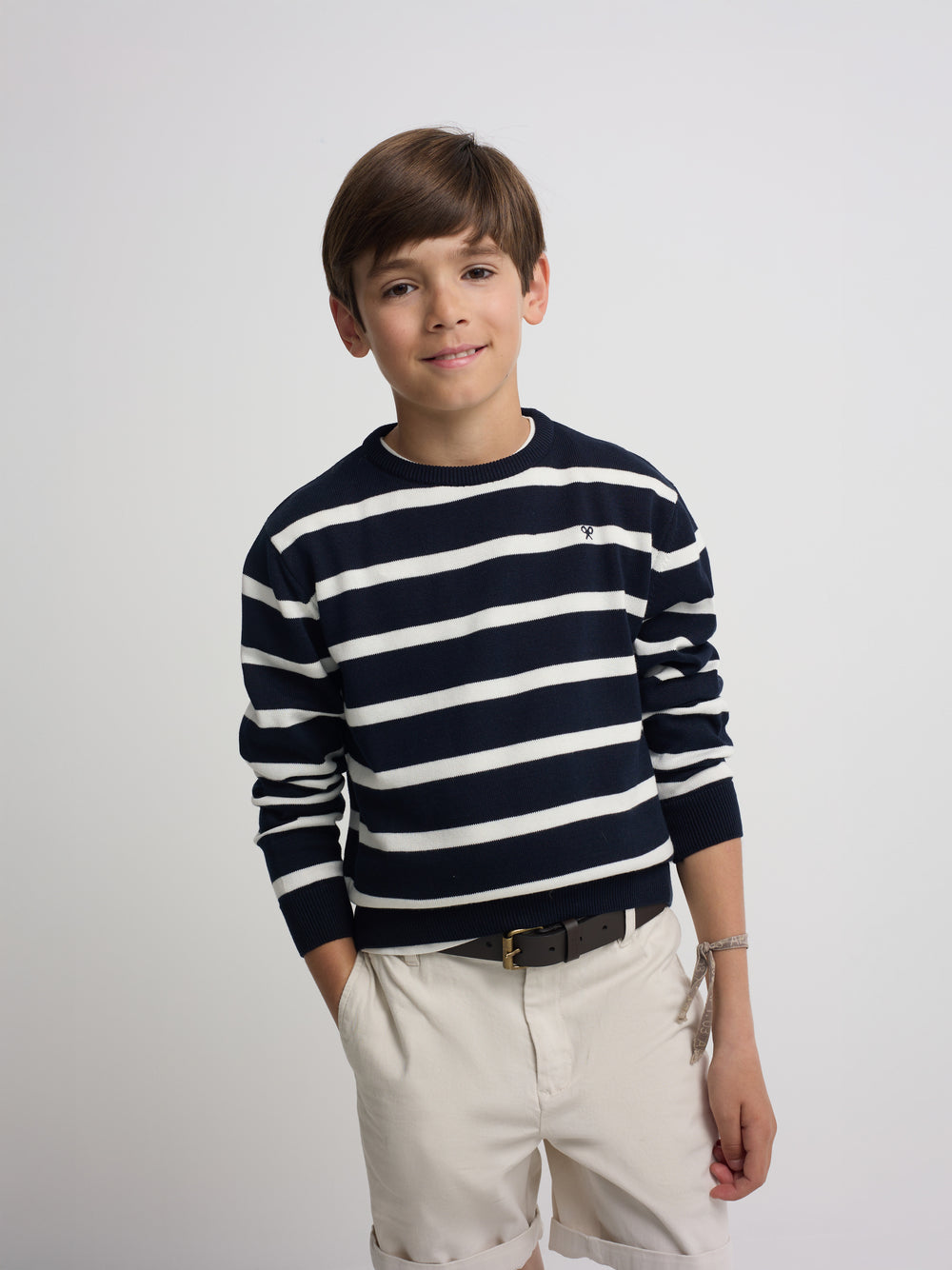 Navy blue striped kids sweater