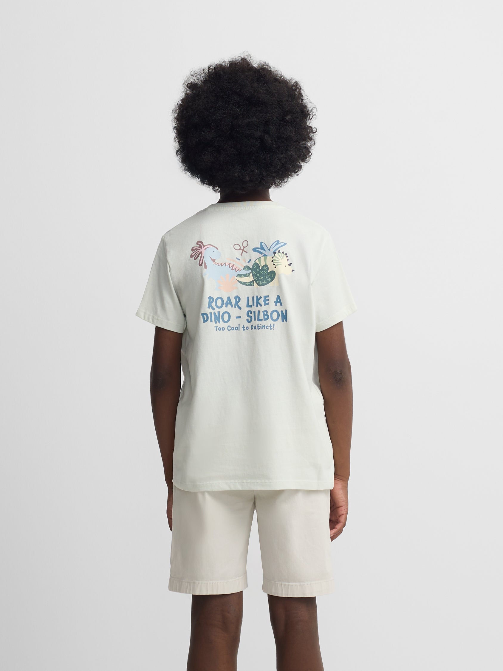 Camisola infantil dinossauro verde claro