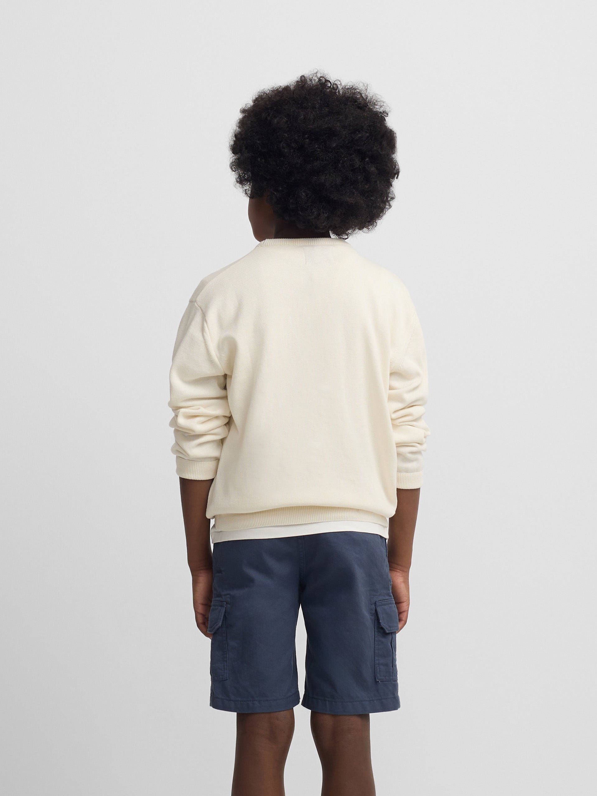 Kids' sweater with colored letters in cream