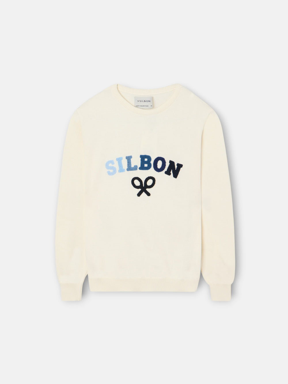 Kids' sweater with colored letters in cream