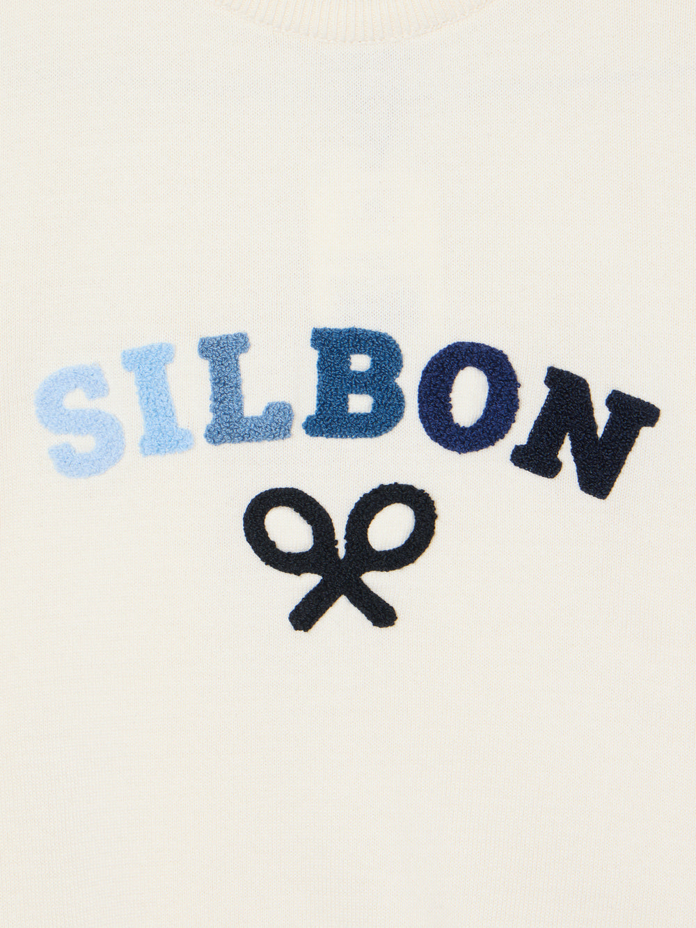 Kids' sweater with colored letters in cream