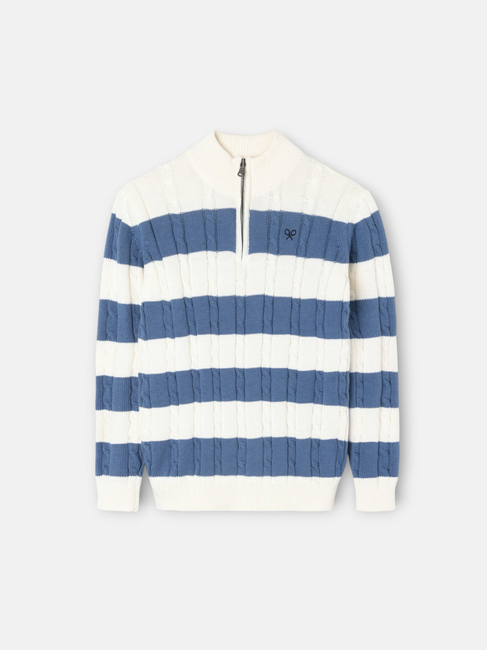 Kids sweater with half zipper blue stripe