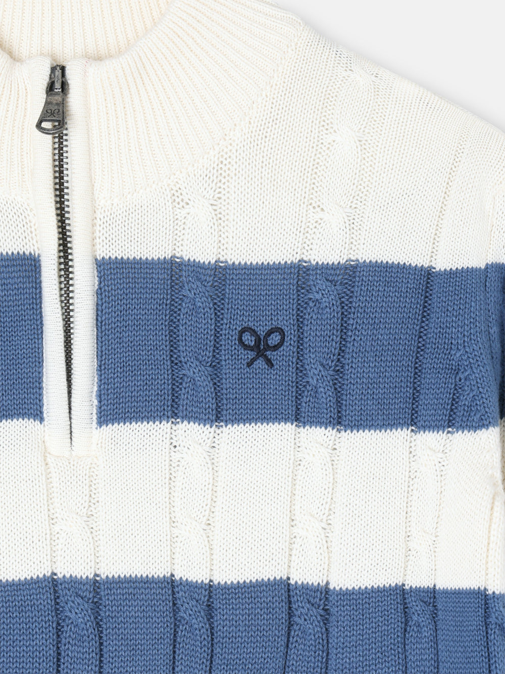 Kids sweater with half zipper blue stripe