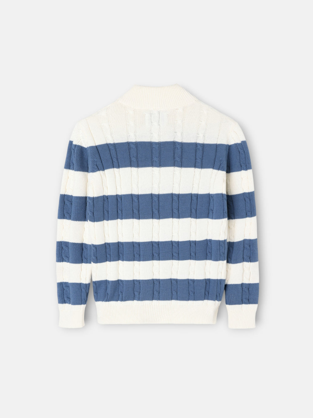 Kids sweater with half zipper blue stripe