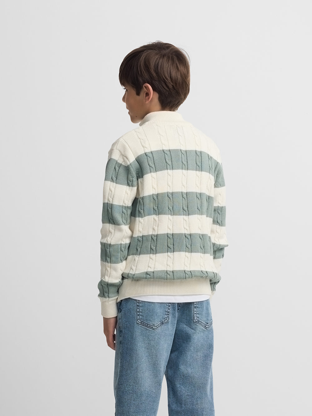 Jersey kids media cremallera raya verde medio