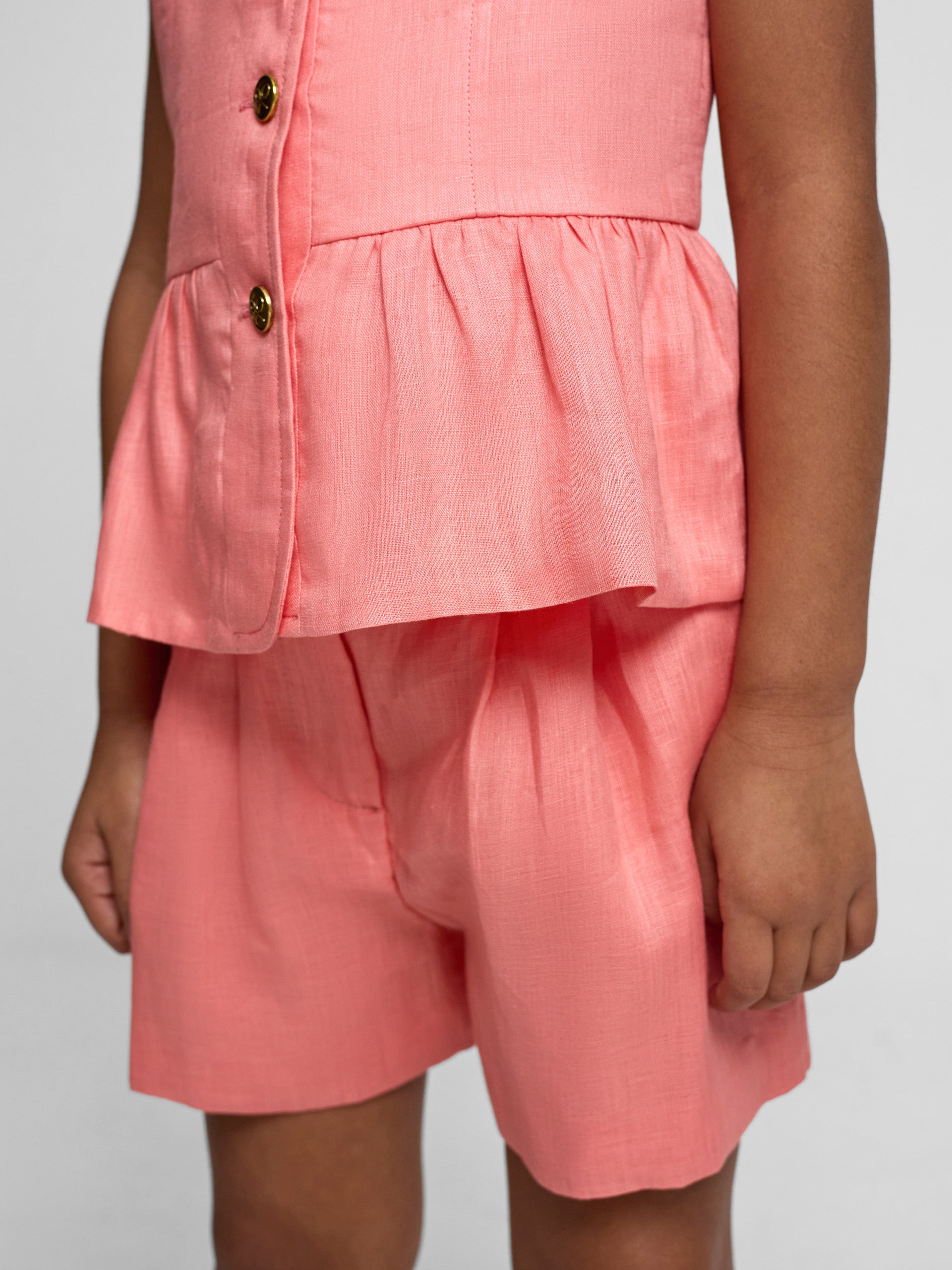 Coral linen Bermuda shorts for girls
