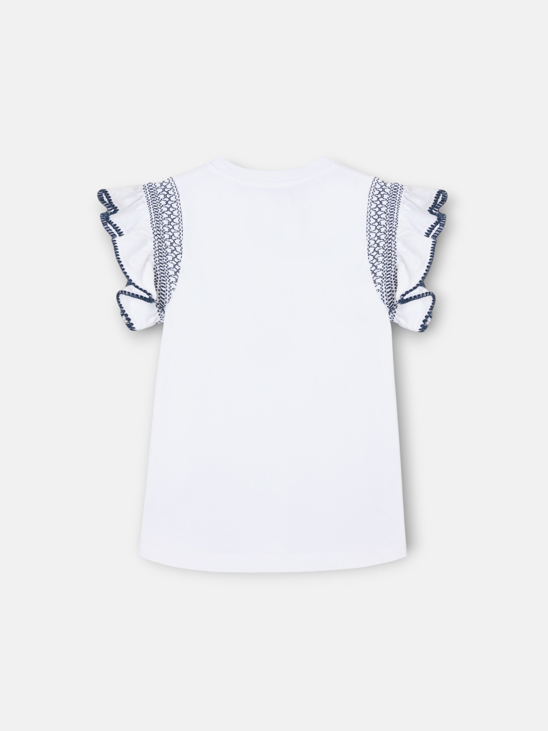 White girl’s t-shirt with embroidered sleeves