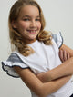 White girl’s t-shirt with embroidered sleeves