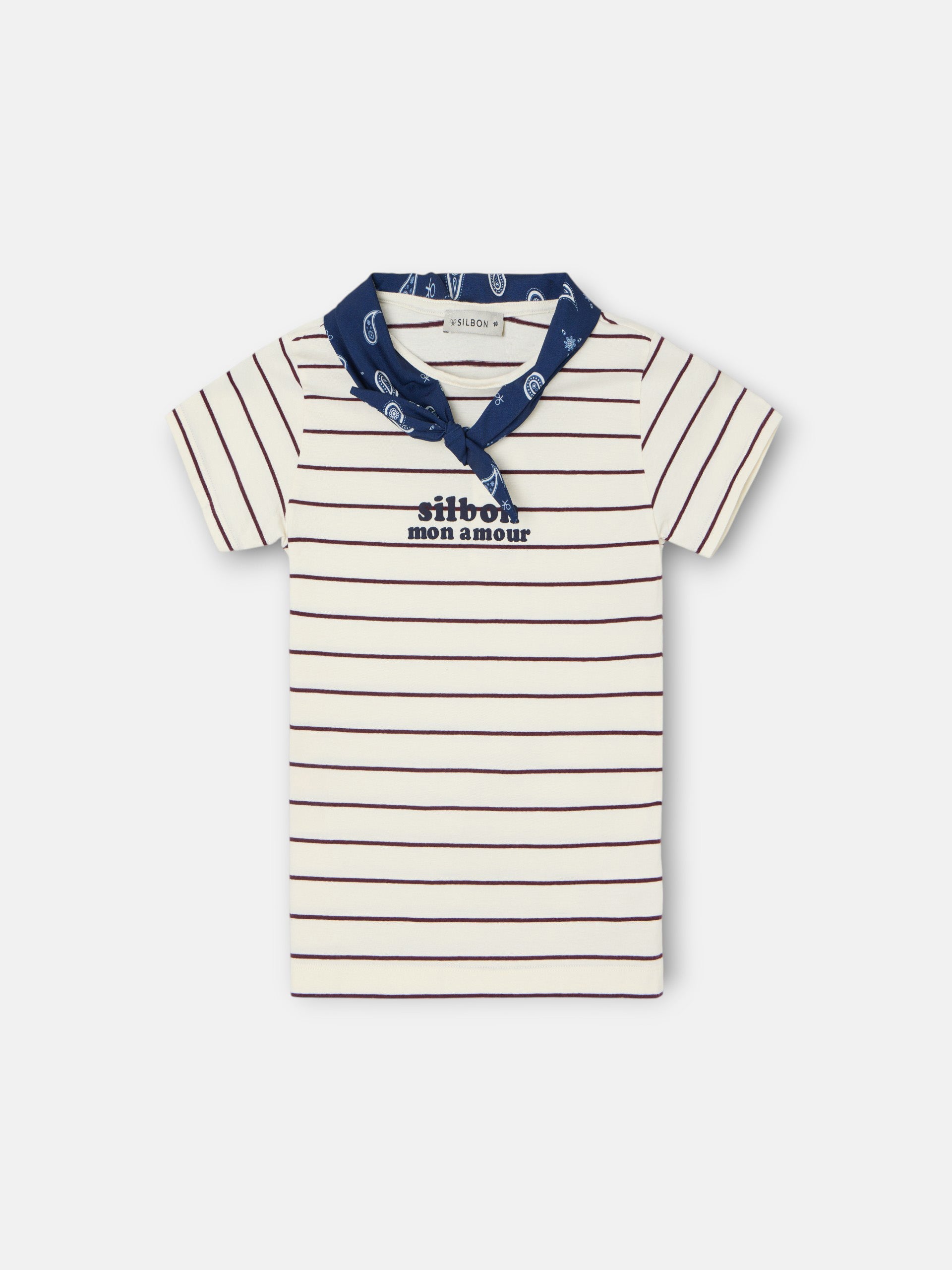 Girl's T-shirt with Silbon blue bandana applique