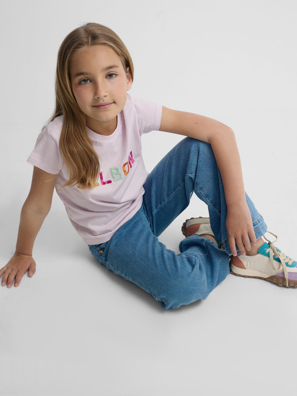 T-shirt fille broderies Silbon lilas