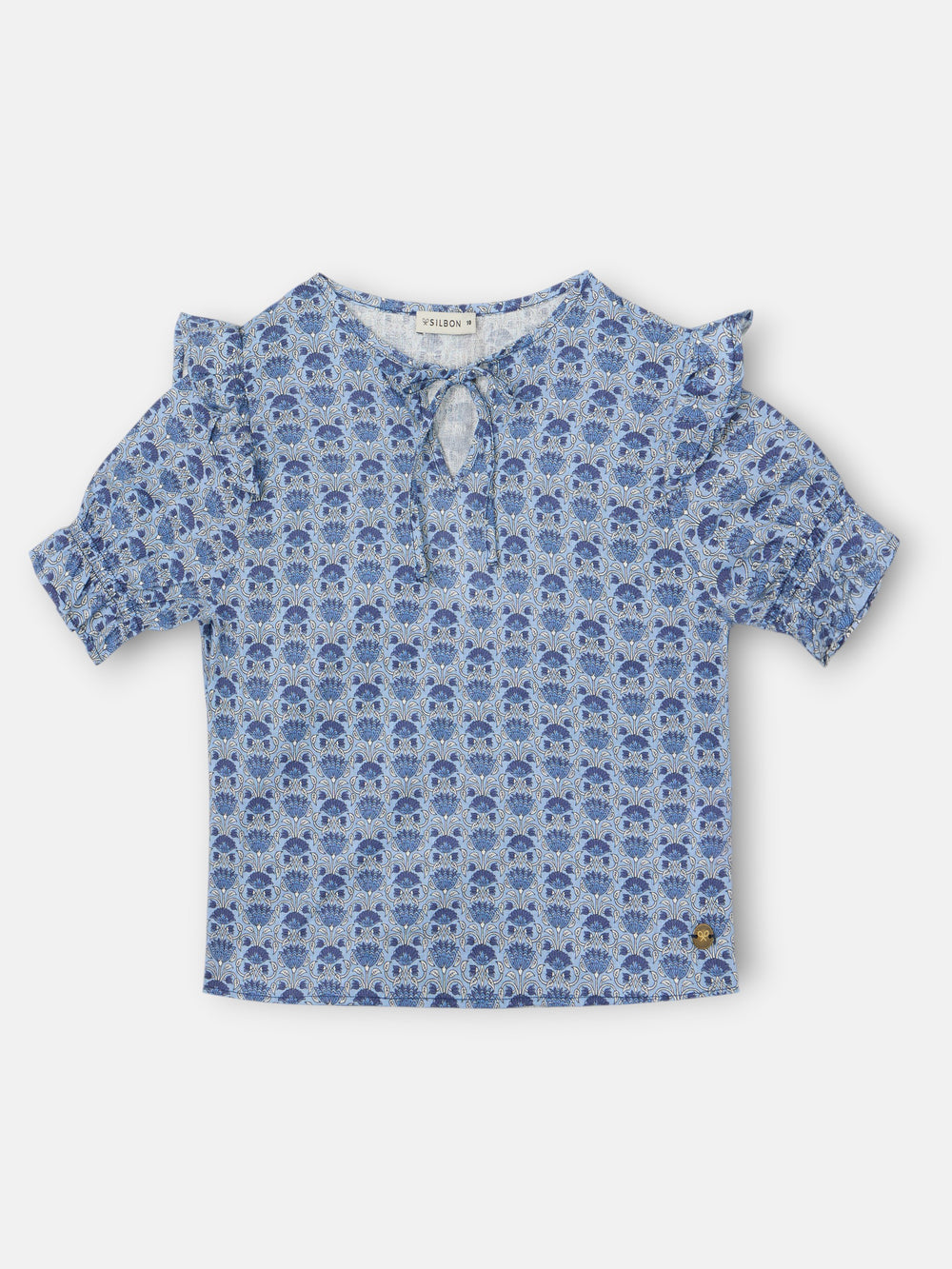 Blusa girl manga corta estampado azul