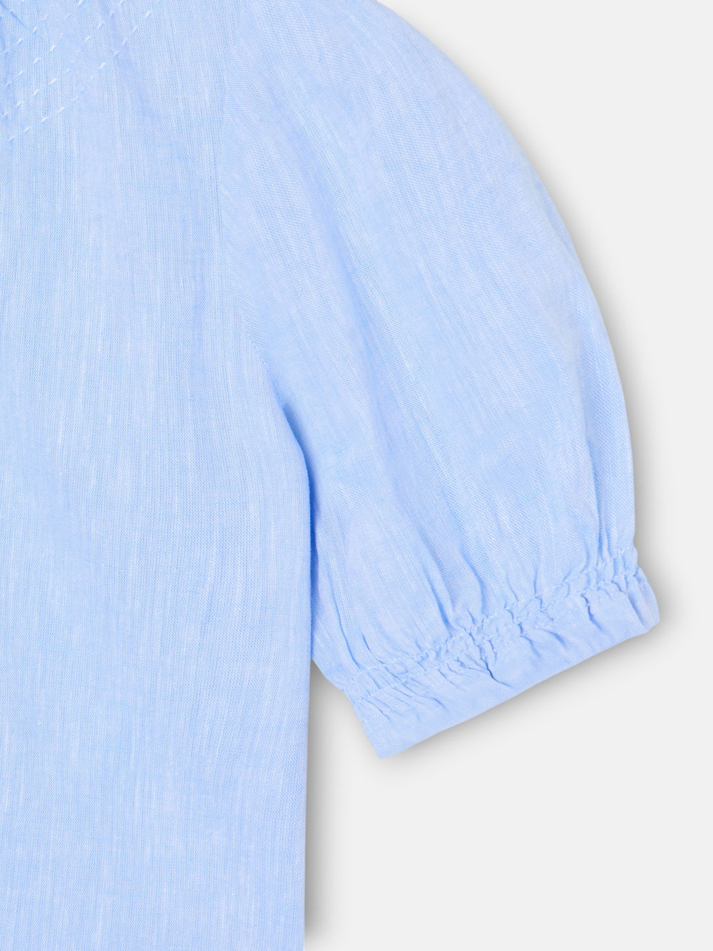 Camisa girl fruncidos lino celeste