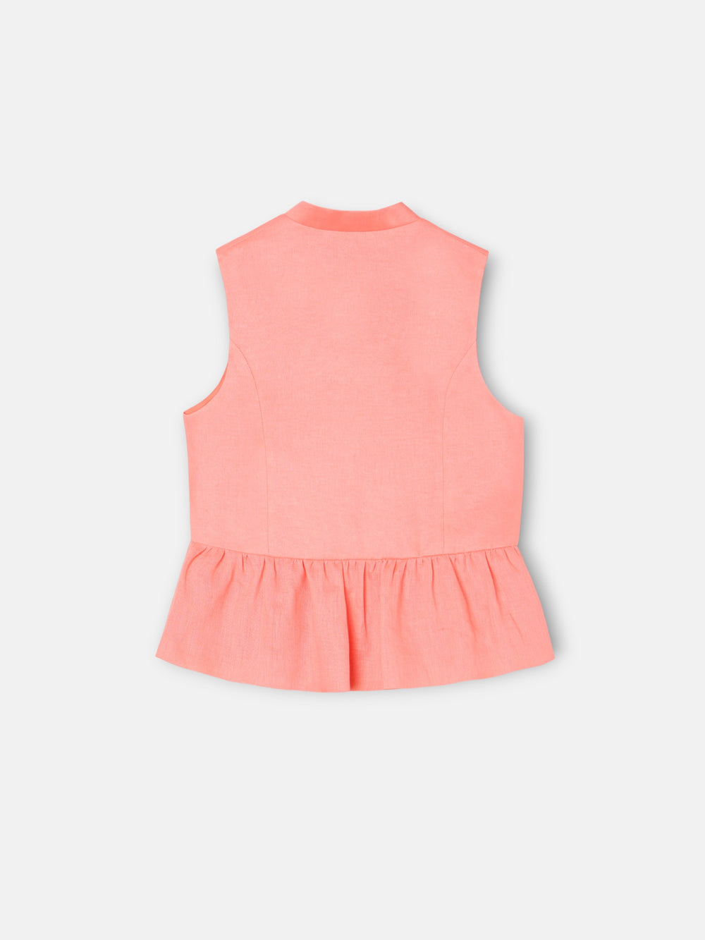 Top girl linen buttons coral