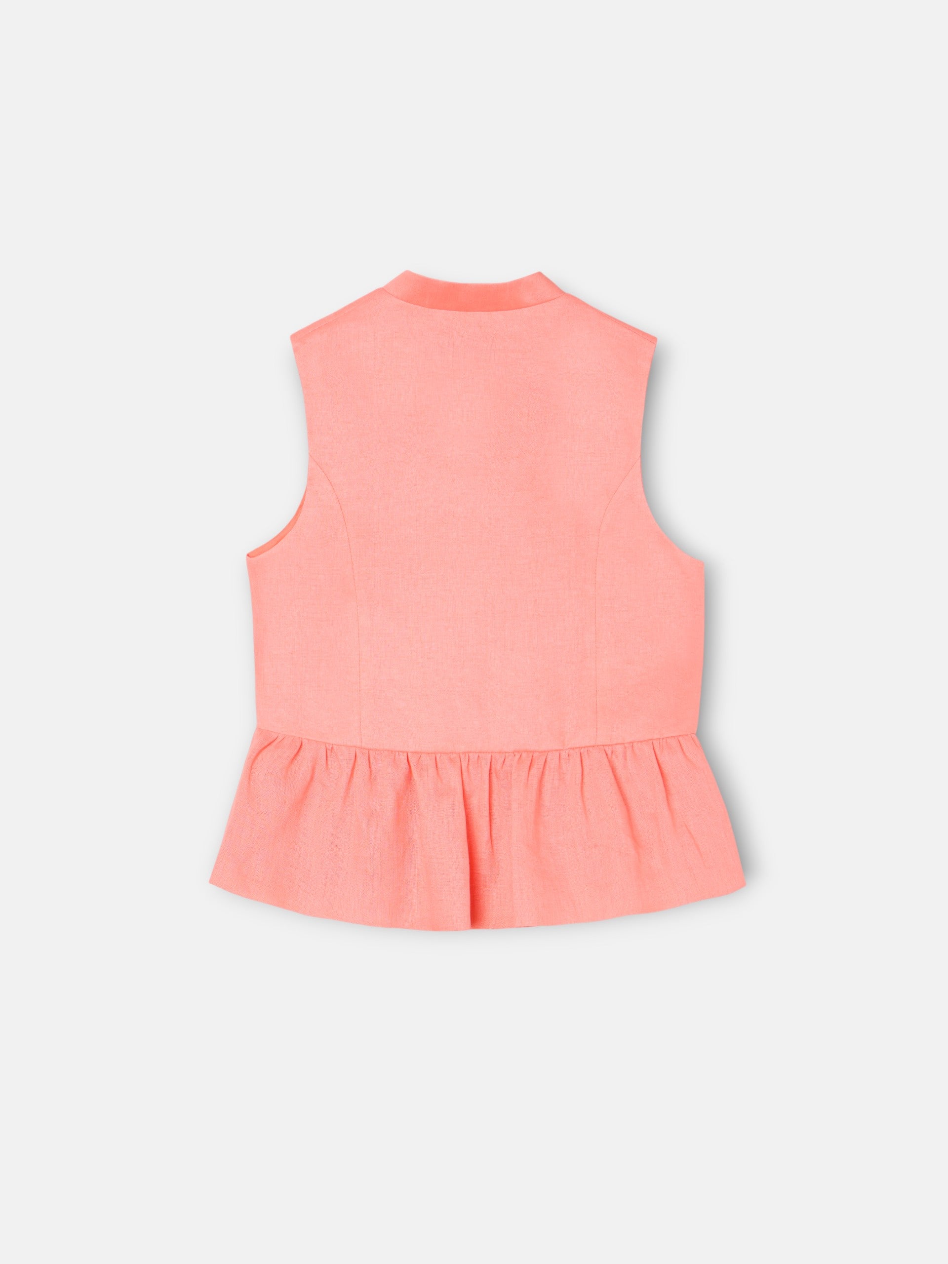 Top girl linen buttons coral