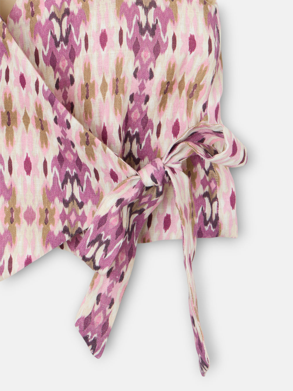 Girl's linen vest with ikat rose print